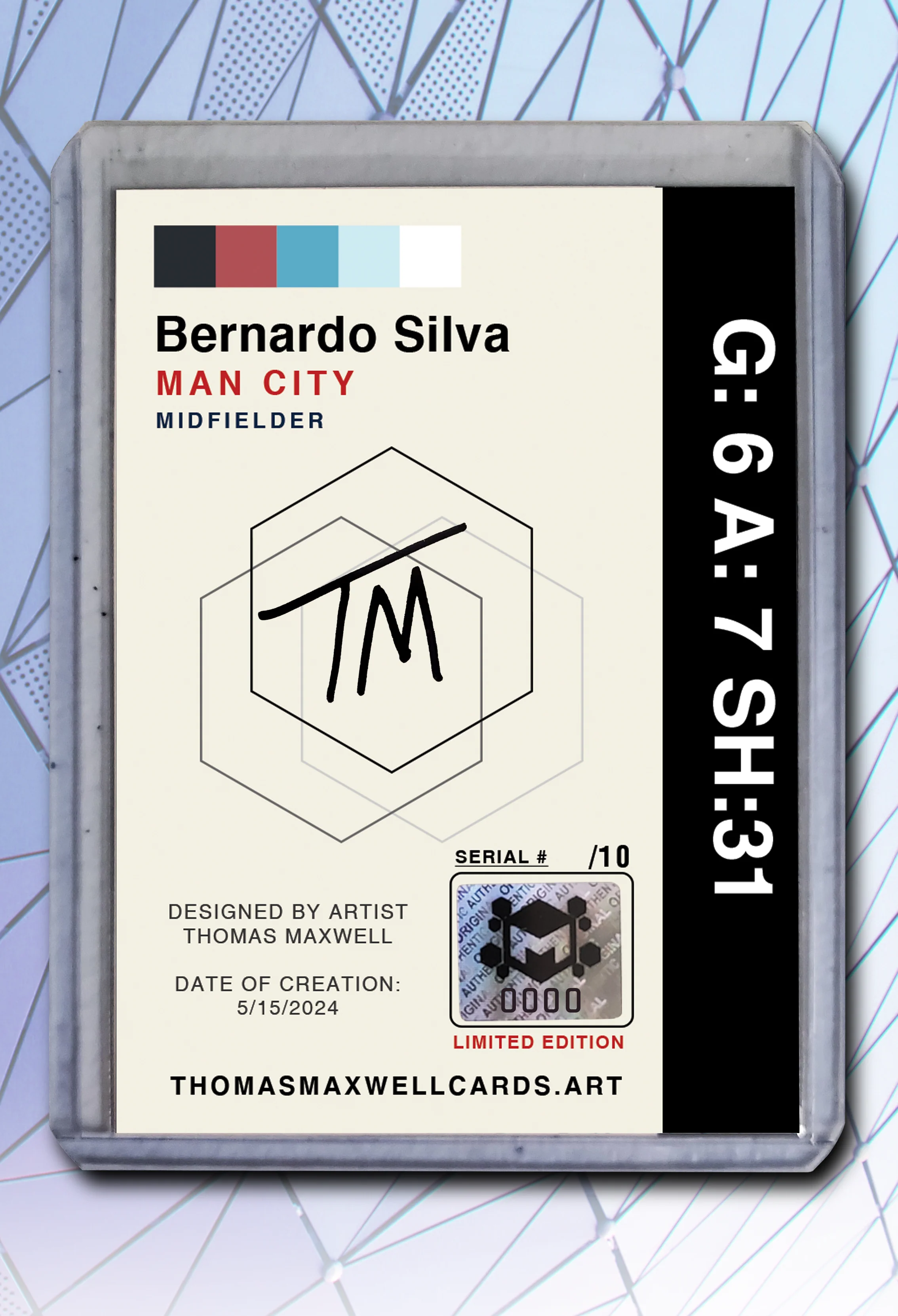 Bernardo Silva Artist Signed Soccer Art Card 1/10