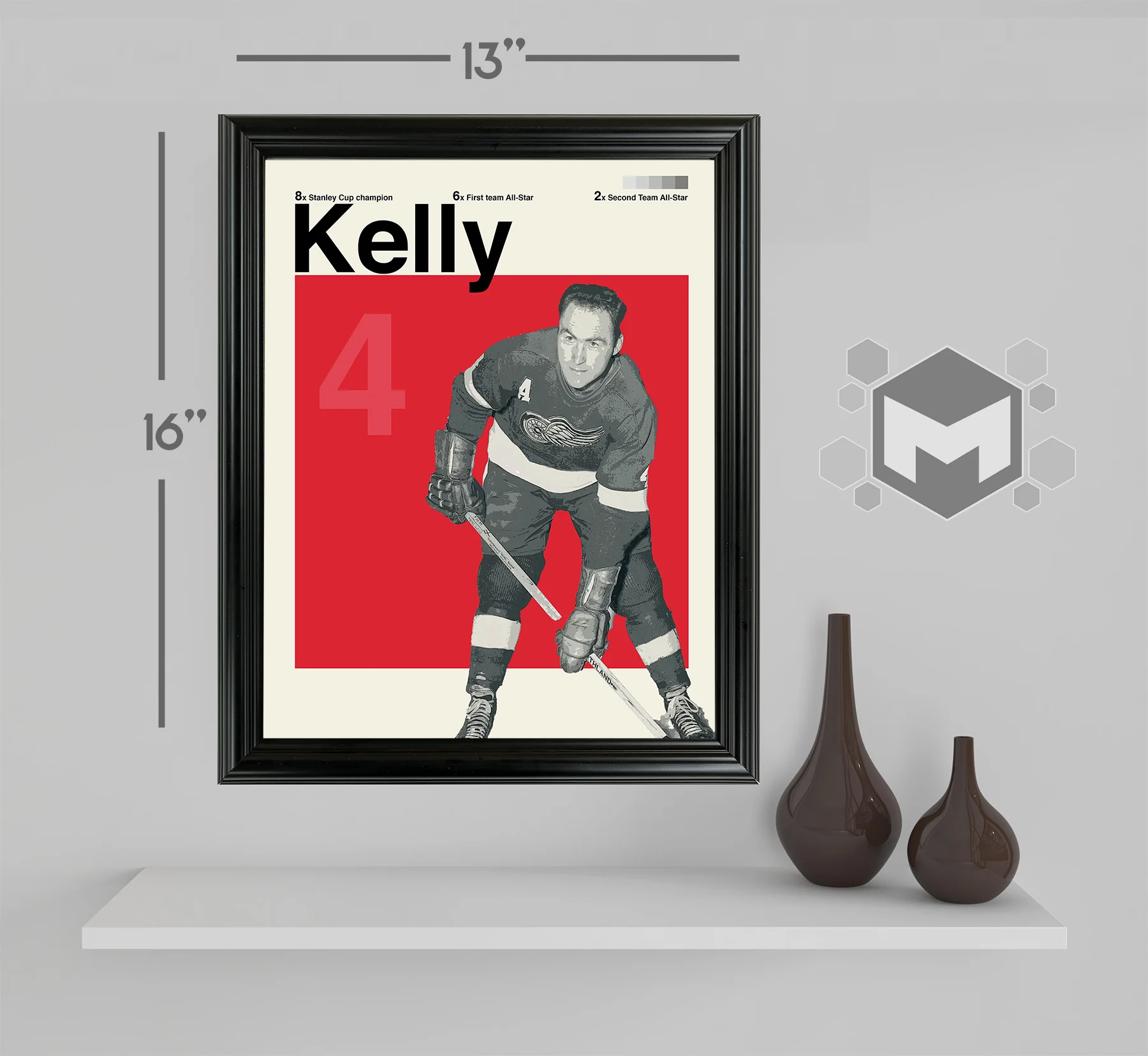 Red Kelly Framed Sports Art Photo by Thomas Maxwell
