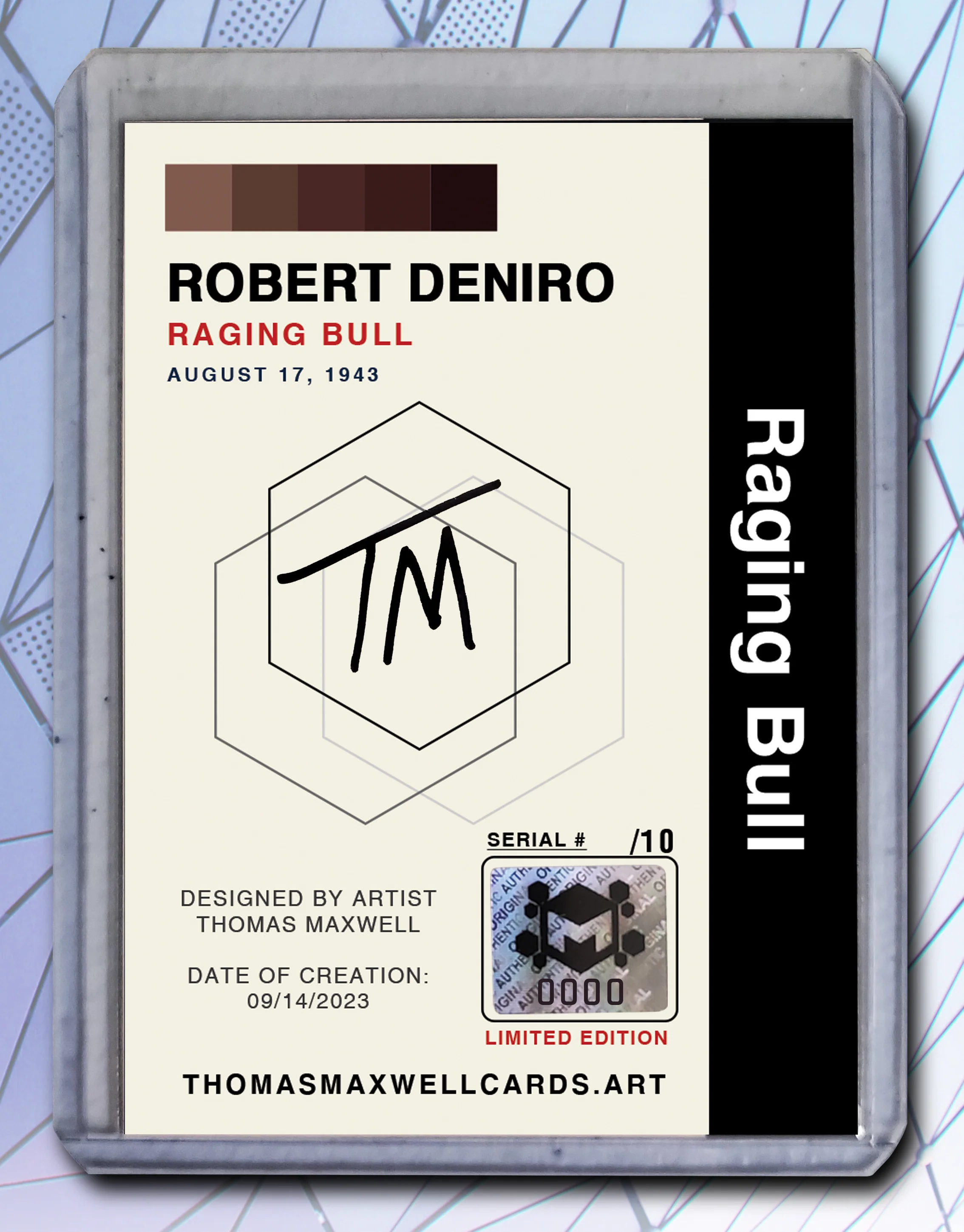 Robert Deniro Artist Signed Raging Bull Art Card 2/10