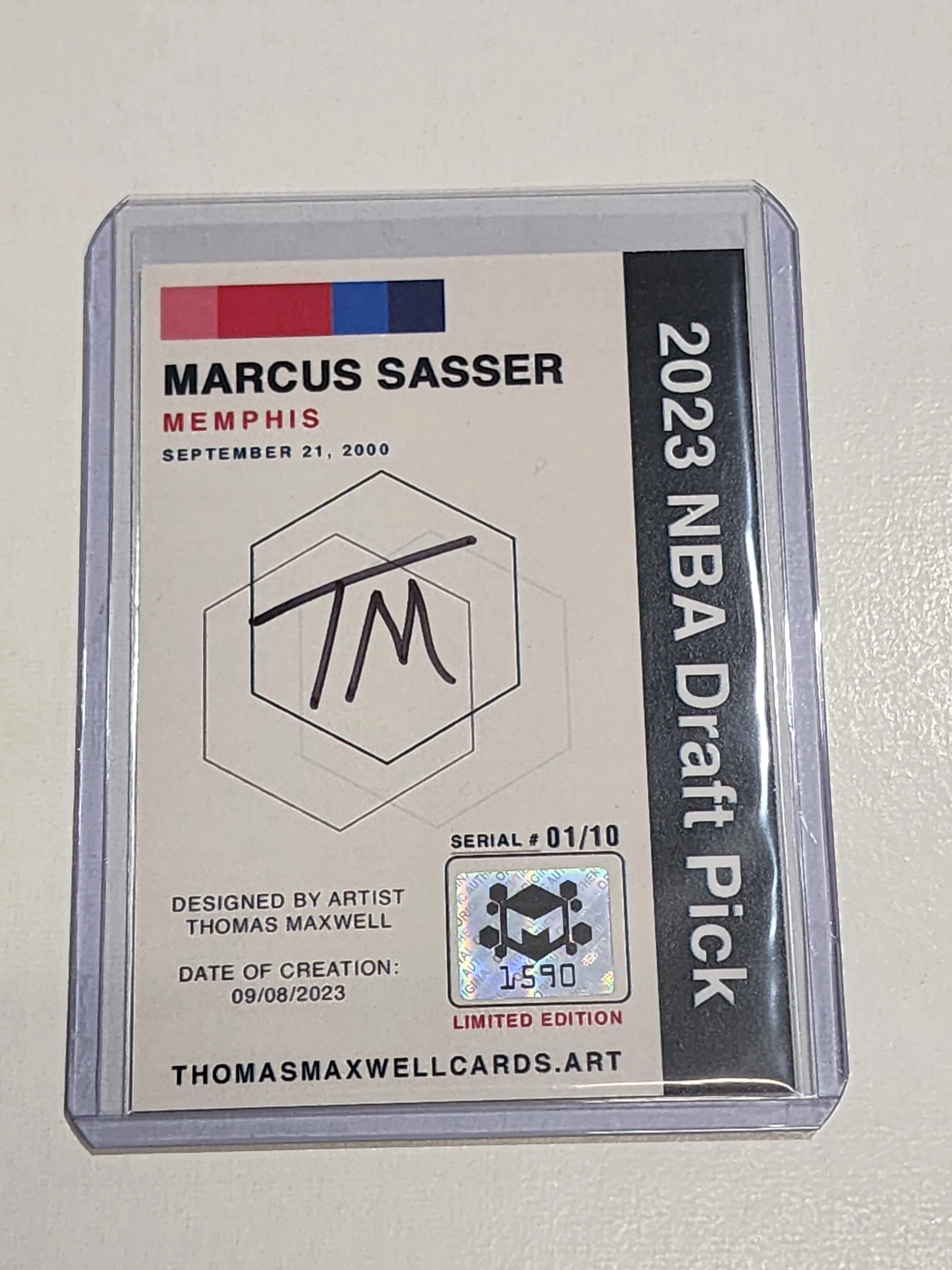 Marcus Sasser Artist Signed Basketball Art Card 1/10