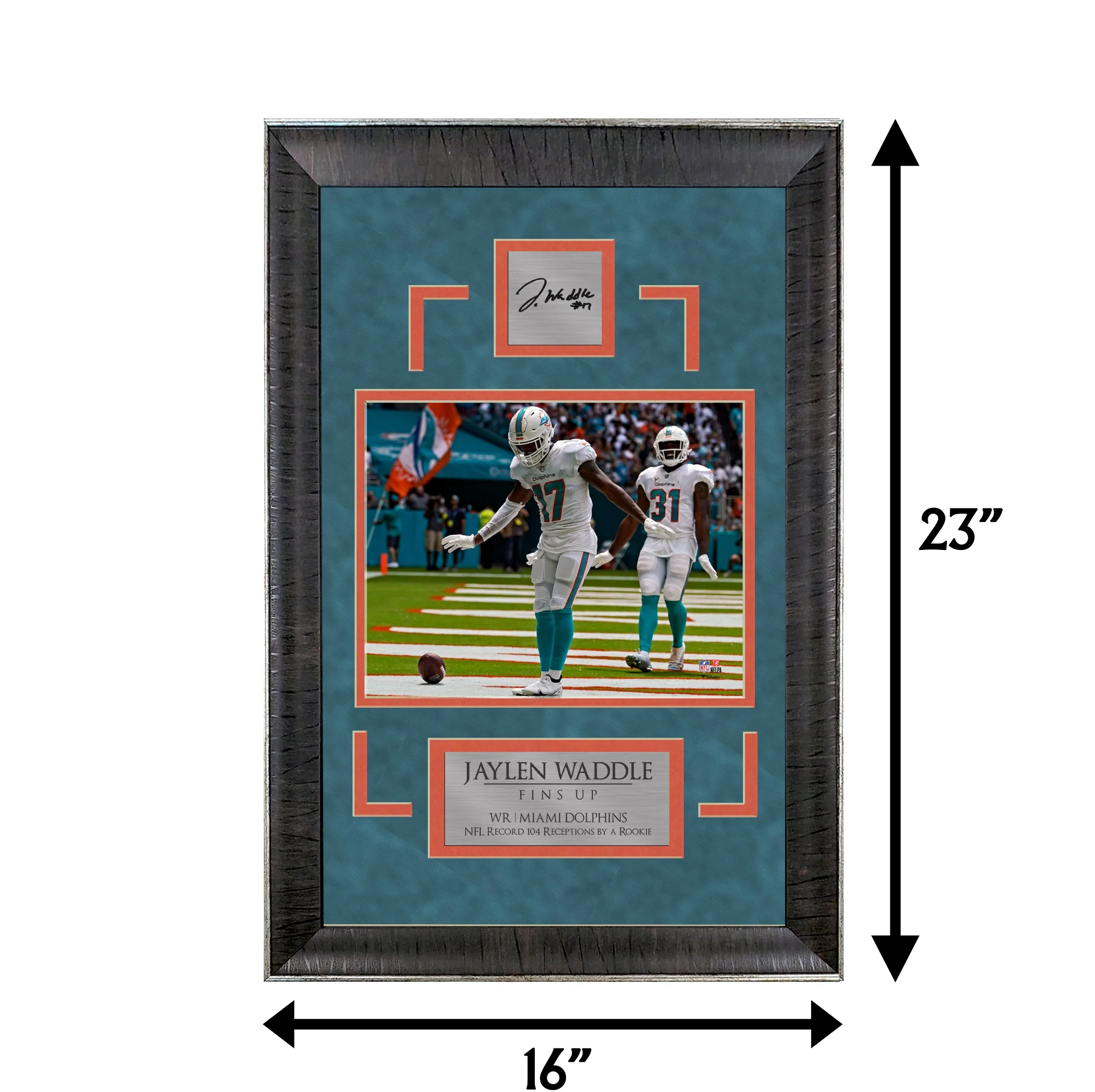 Jaylen Waddle - Fins Up - Sports Deluxe | 16 x 23 - Framed Football Photo