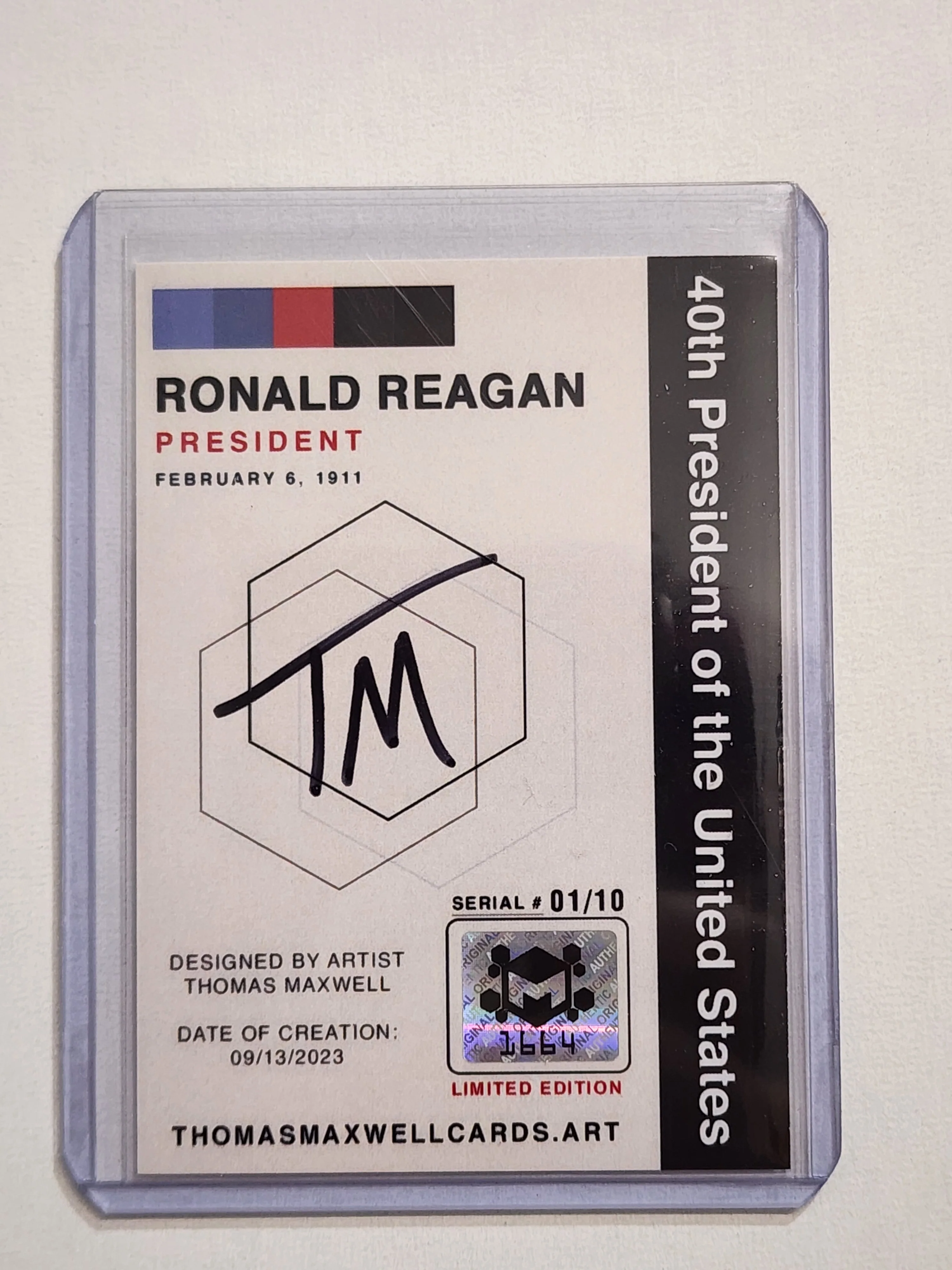 Ronald Reagan Patriotic Art Card - Artist Signed - 1/10
