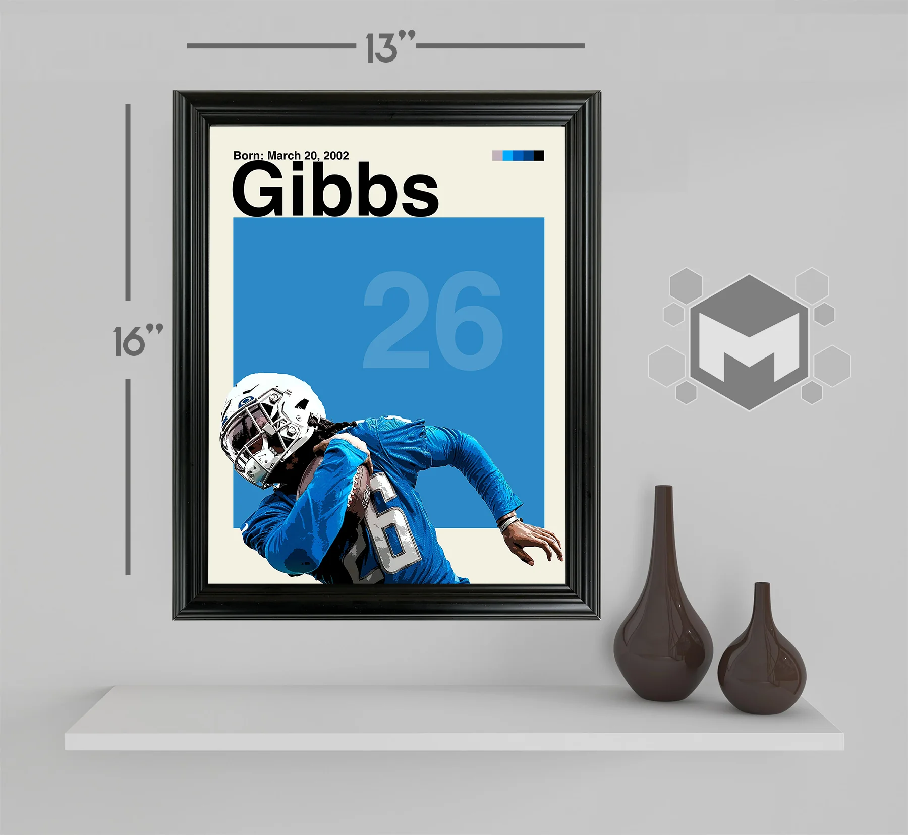 Jahmyr Gibbs Framed Sports Art Photo by Thomas Maxwell