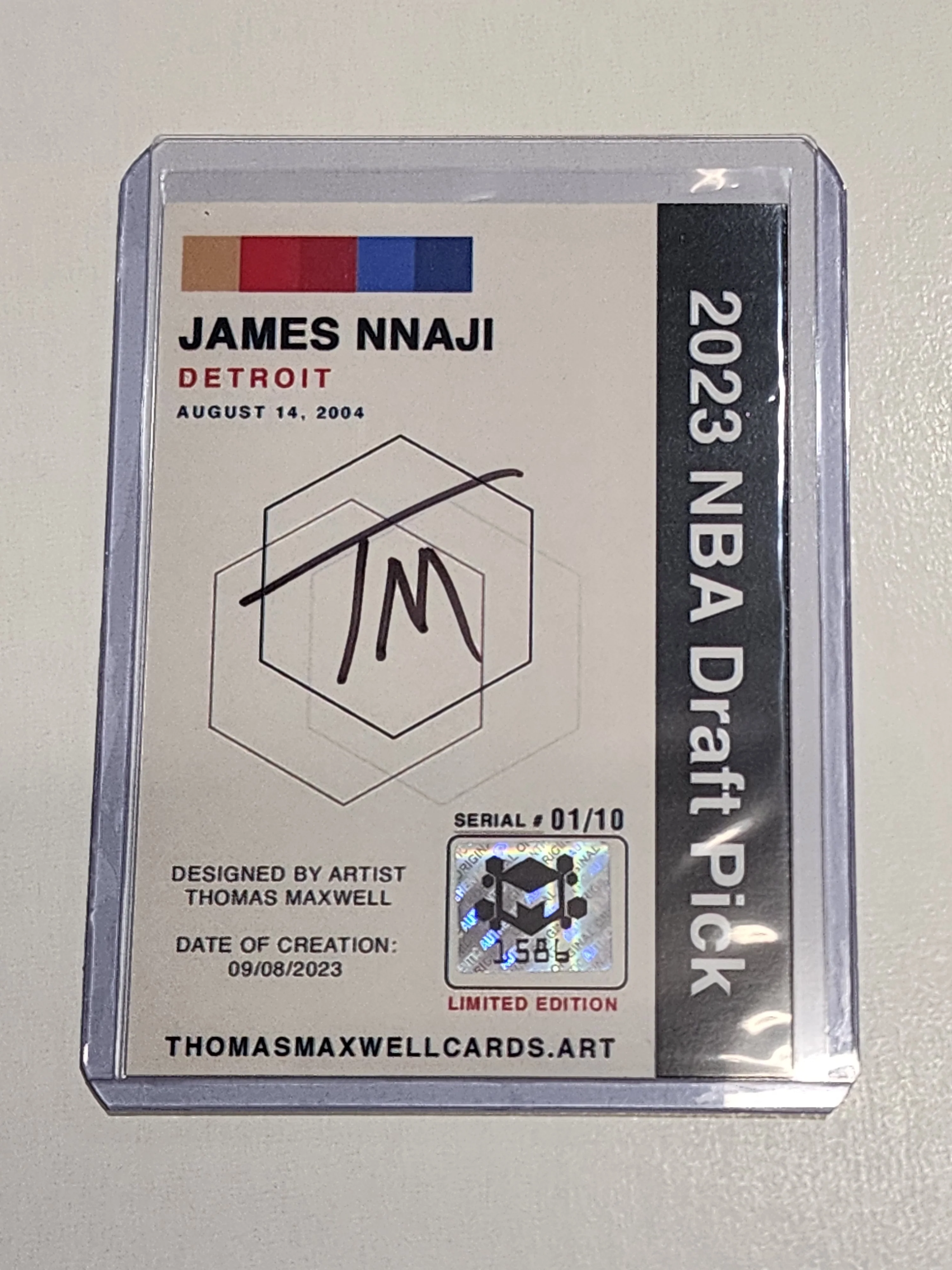 James Nnaji Artist Signed Basketball Art Card 1/10