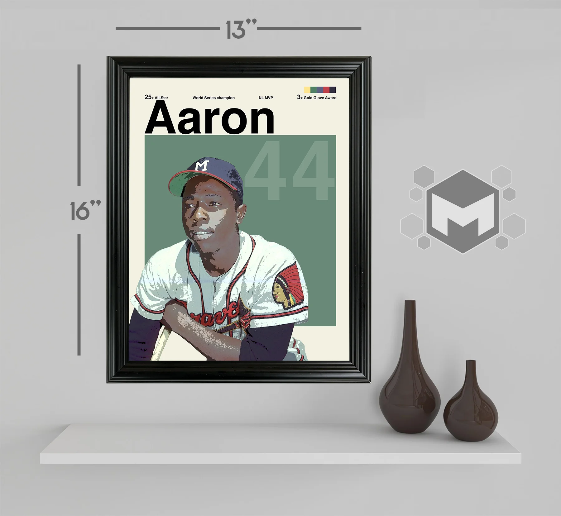 Hank Aaron Framed Photo - Sports Art by Thomas Maxwell