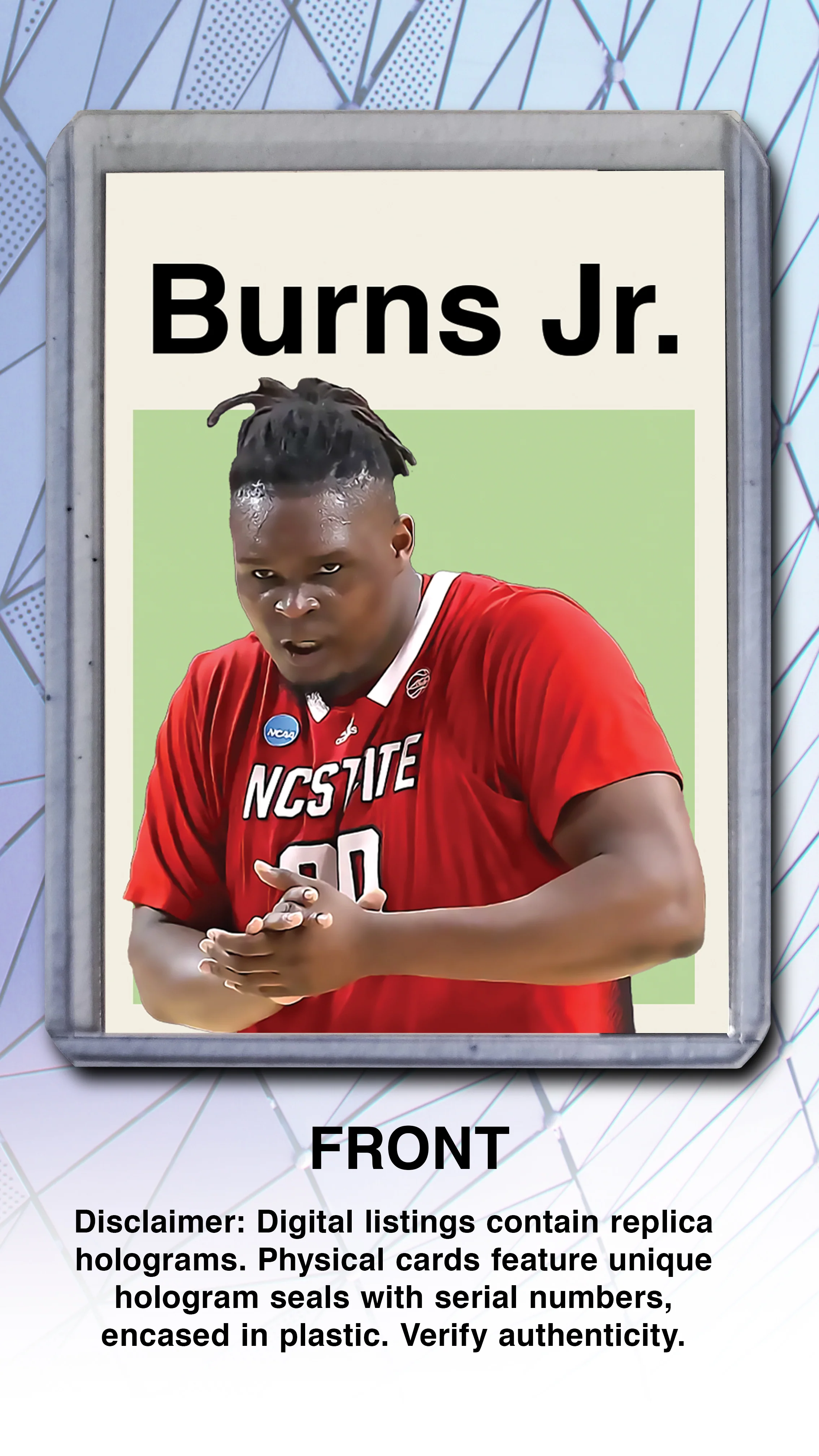 DJ Burns Jr. - NC State - Artist Signed Basketball Art Card 1/10