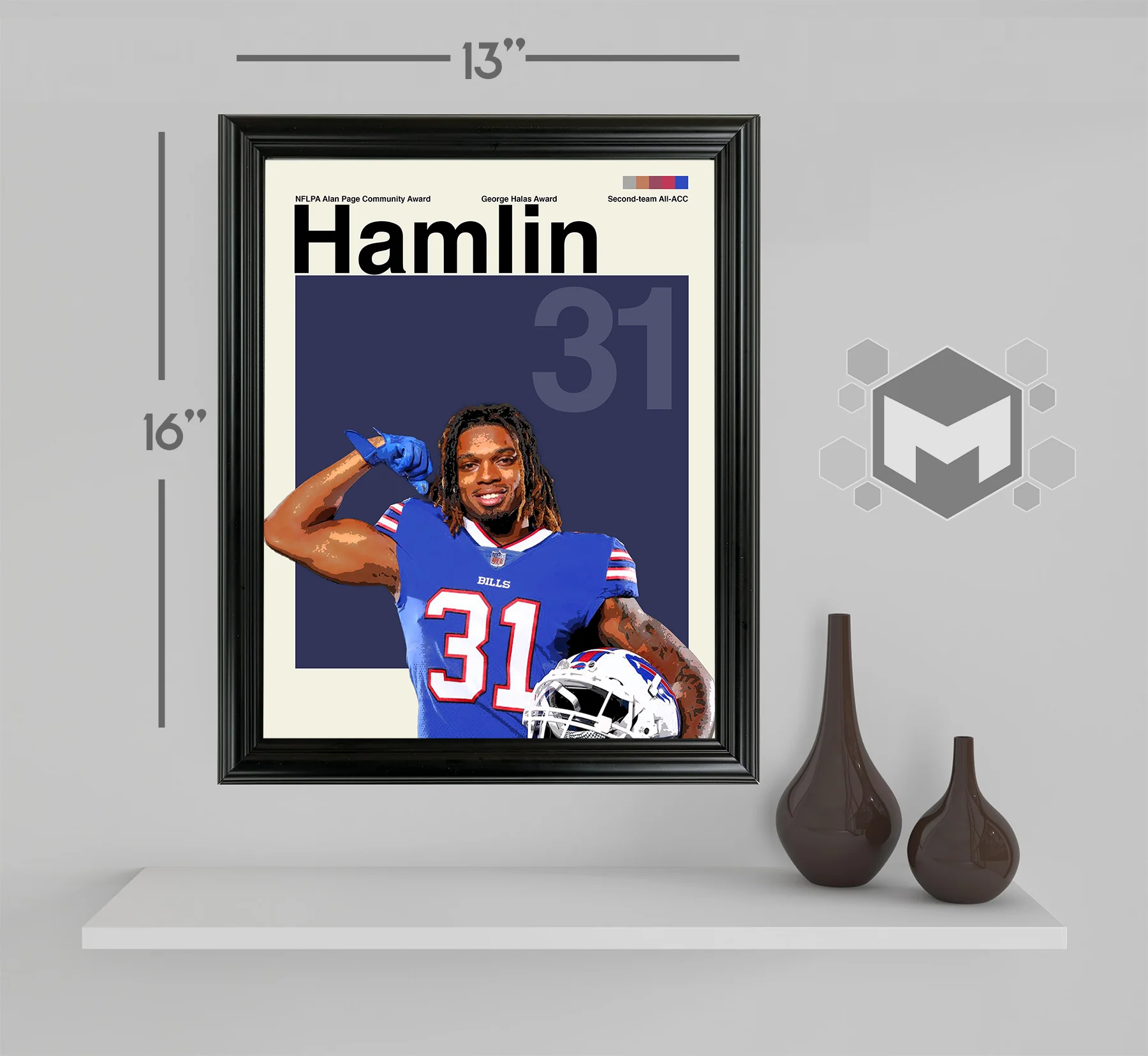 Damar Hamlin Framed Sports Art Photo by Thomas Maxwell