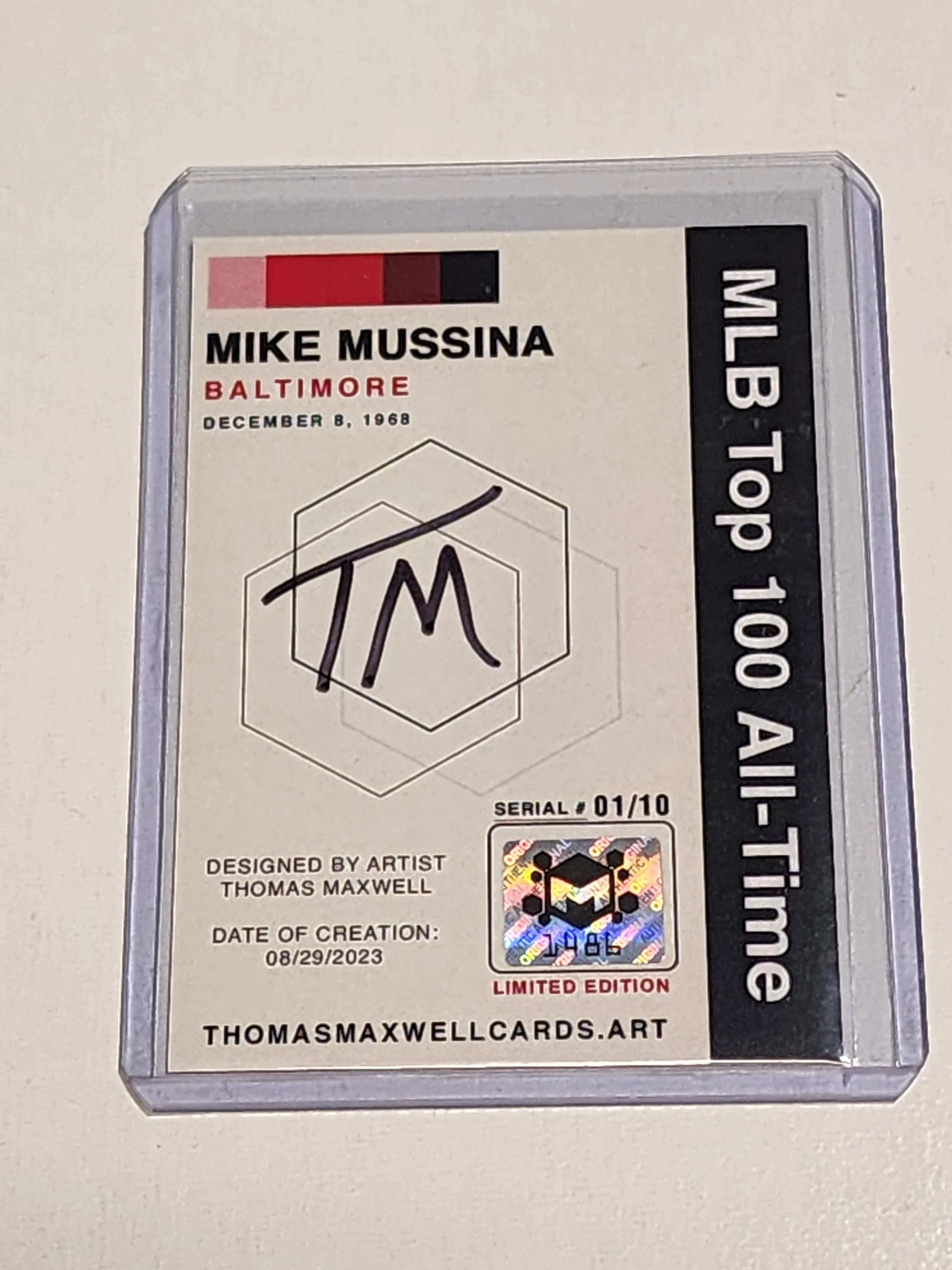 Mike Mussina Artist Signed Baseball Art Card 1/10