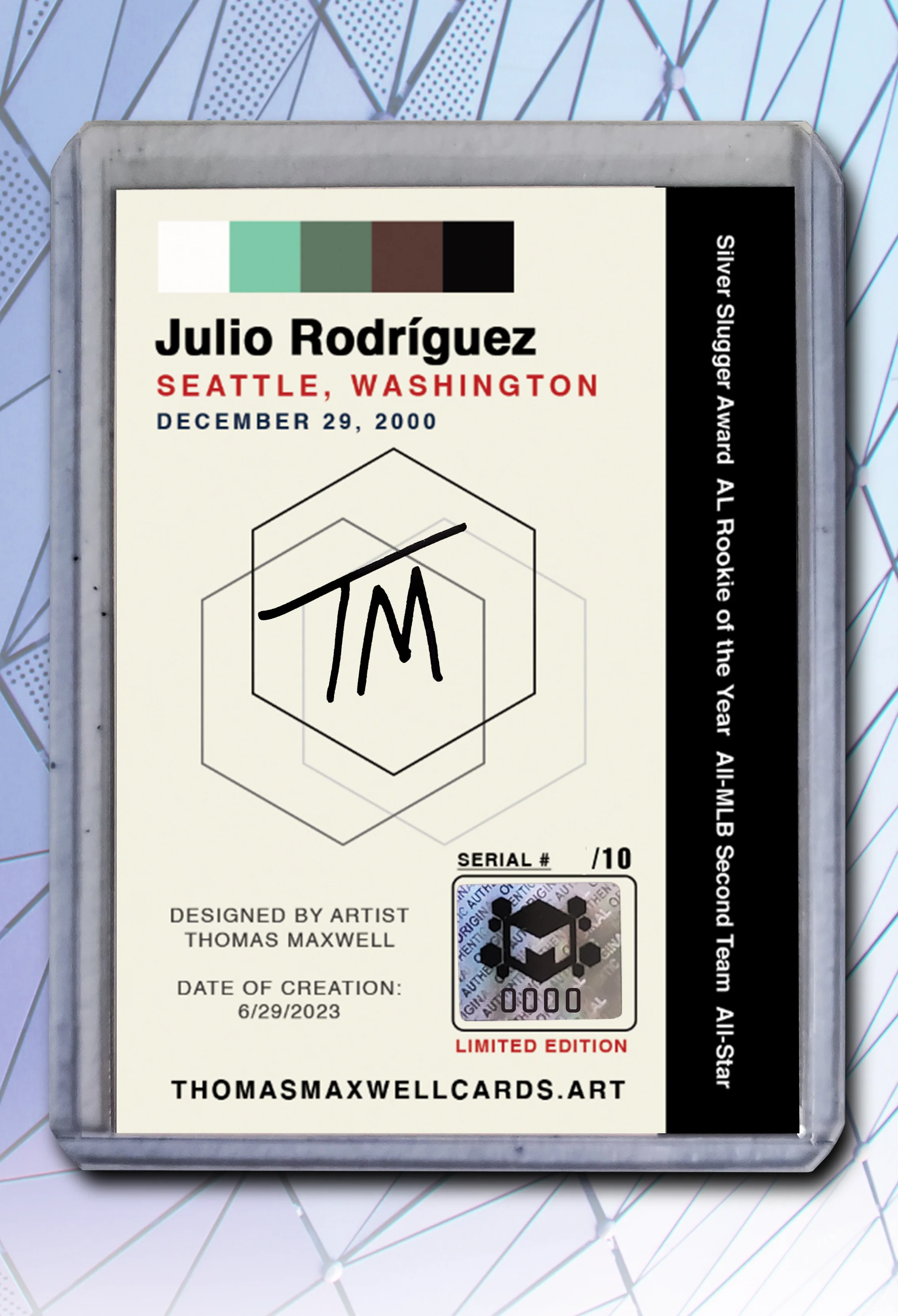 Julio Rodriguez Artist Signed Baseball Art Card 1/10