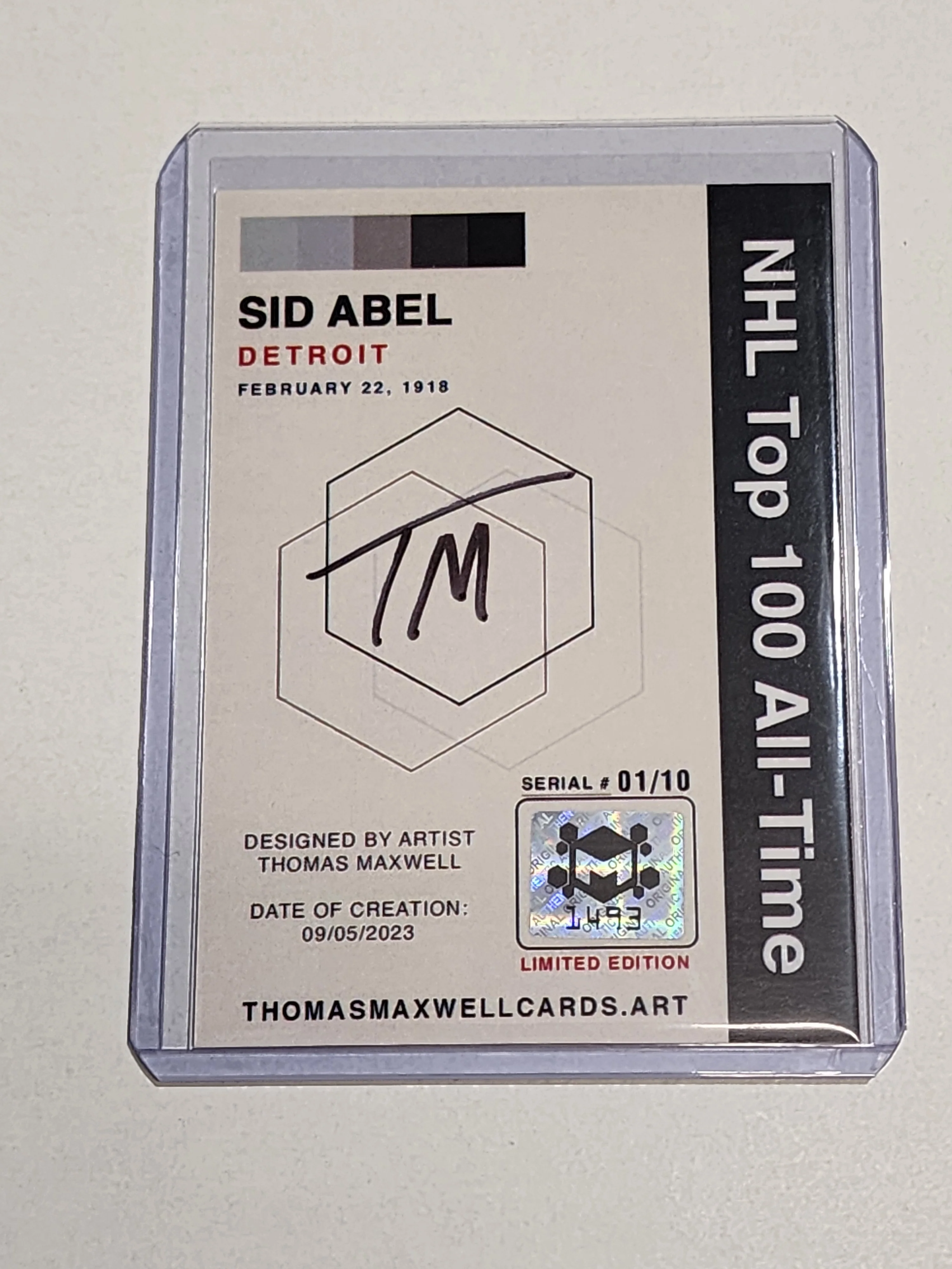 Sid Abel Artist Signed Hockey Art Card 1/10