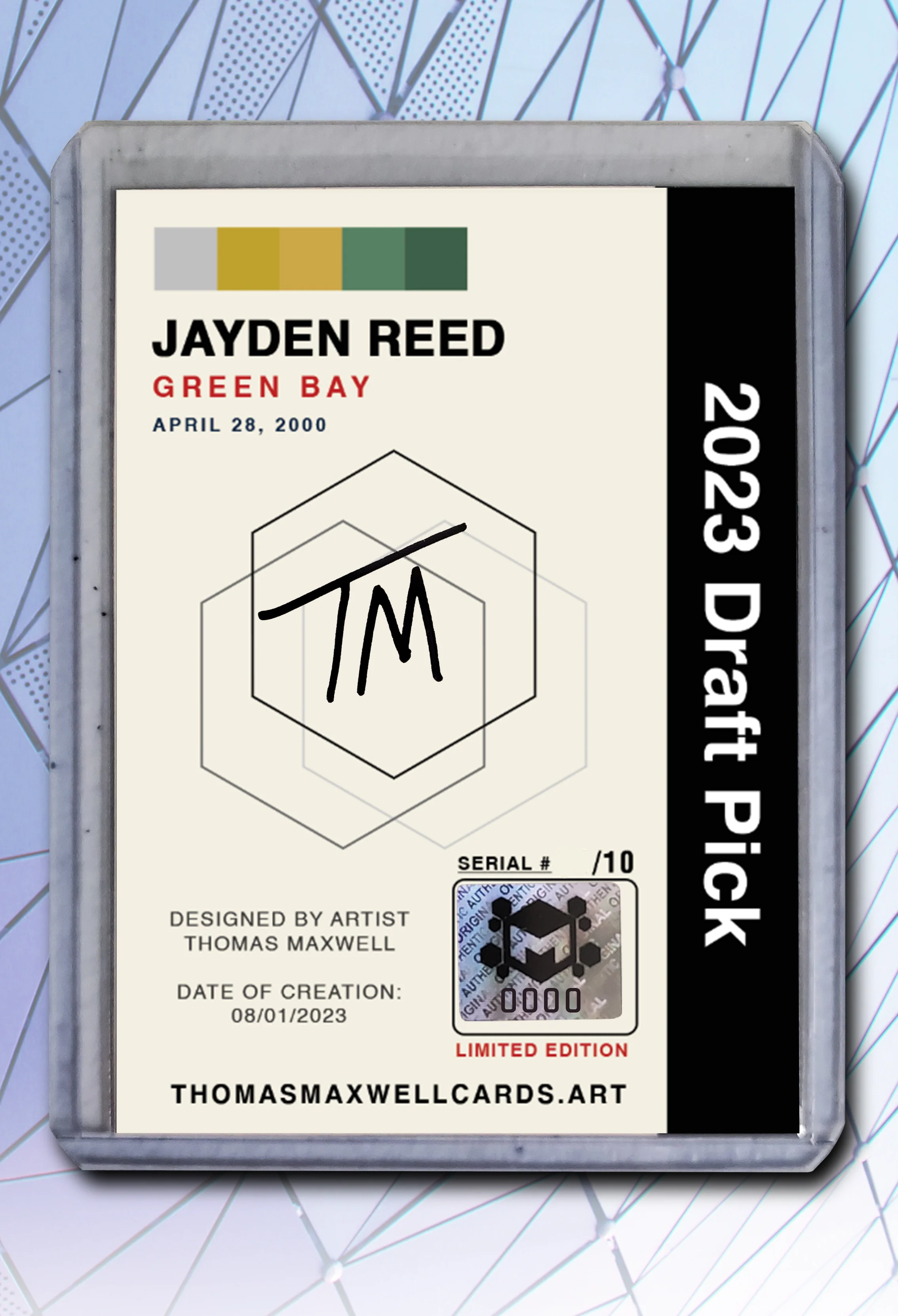 Jayden Reed Artist Signed Football Art Card 1/10