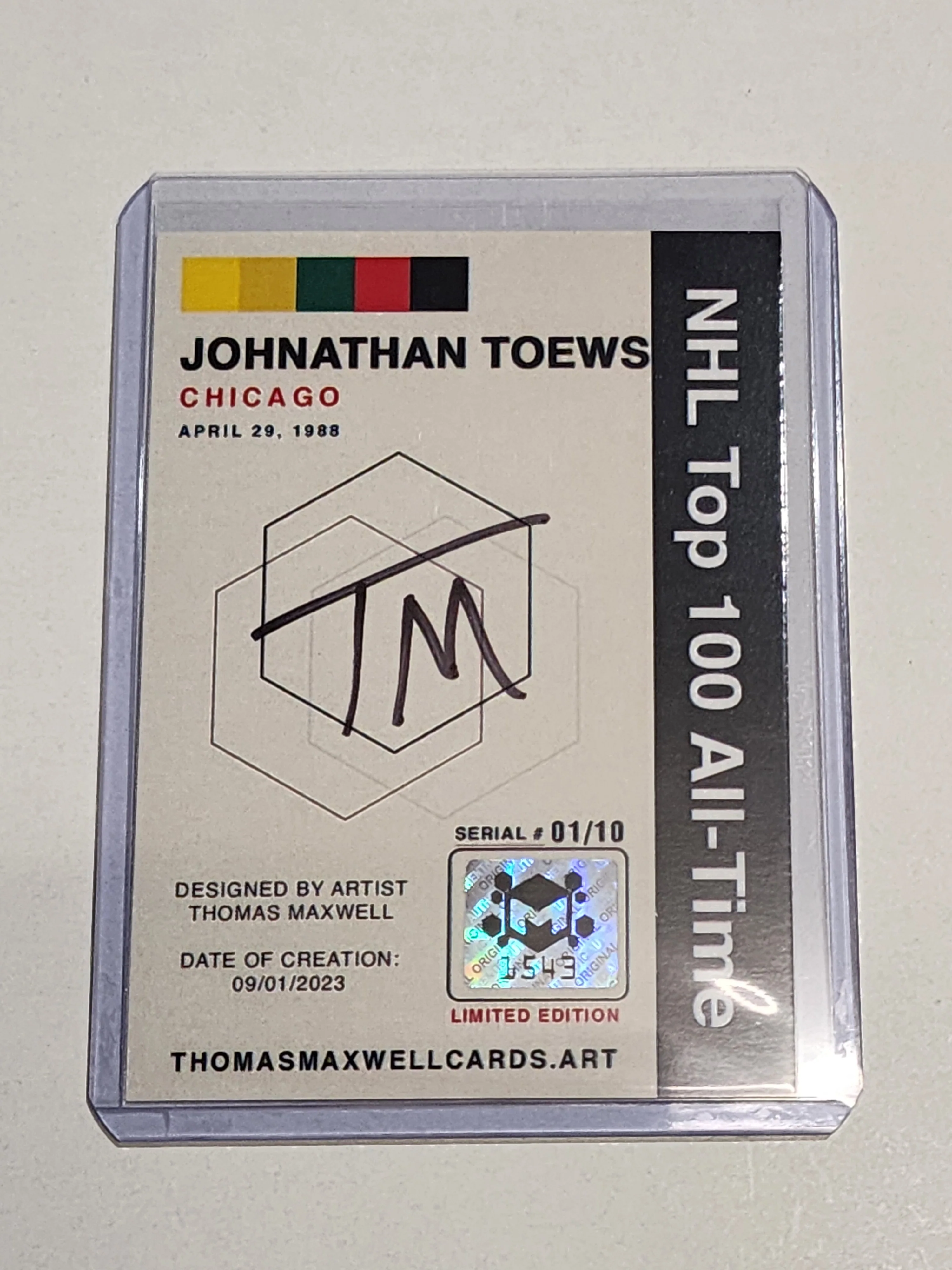 Johnathan Toews Artist Signed Hockey Art Card 1/10