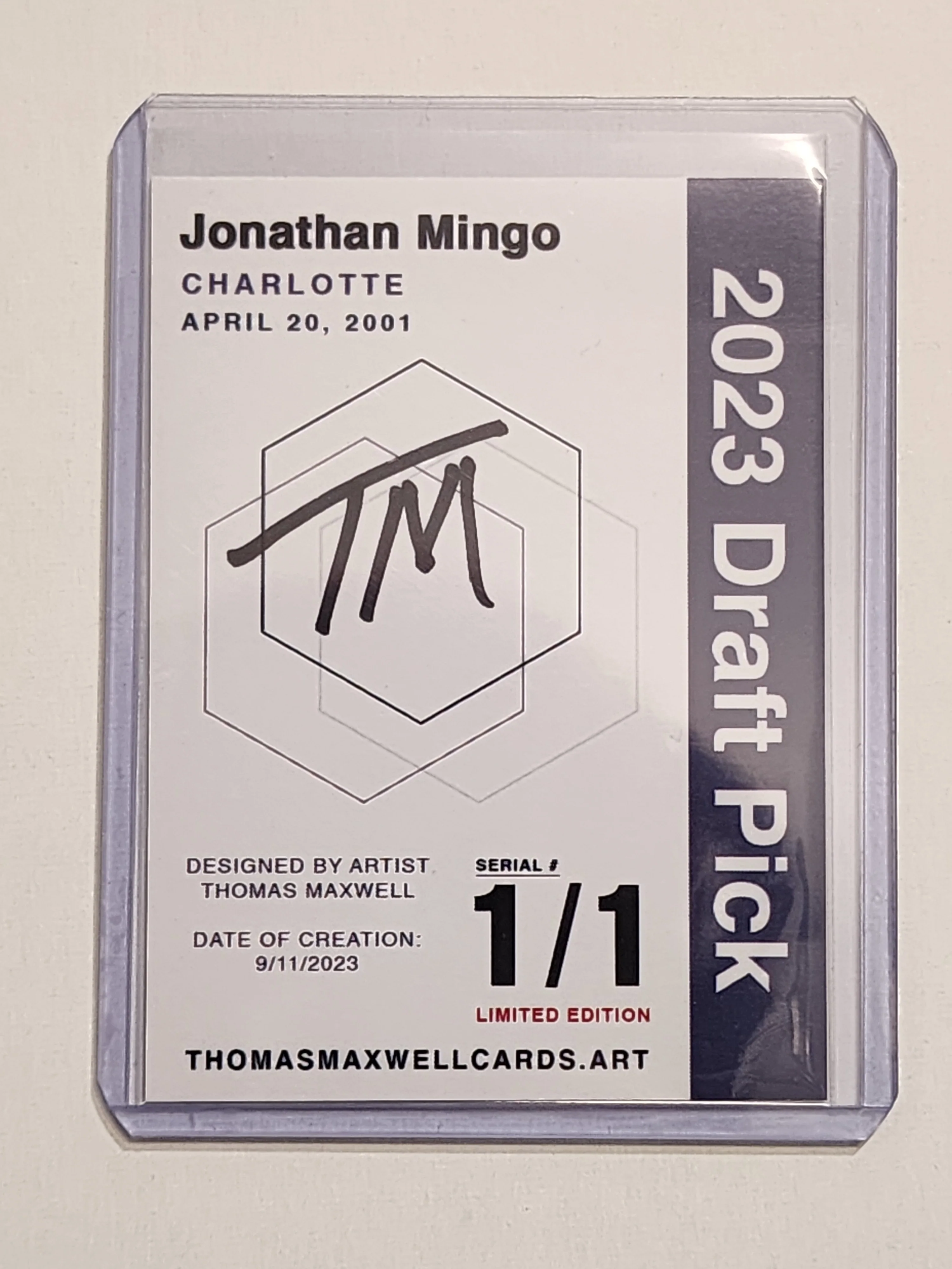 Jonathan Mingo Artist Carolina Panthers Team Refractor Art Card 1/1