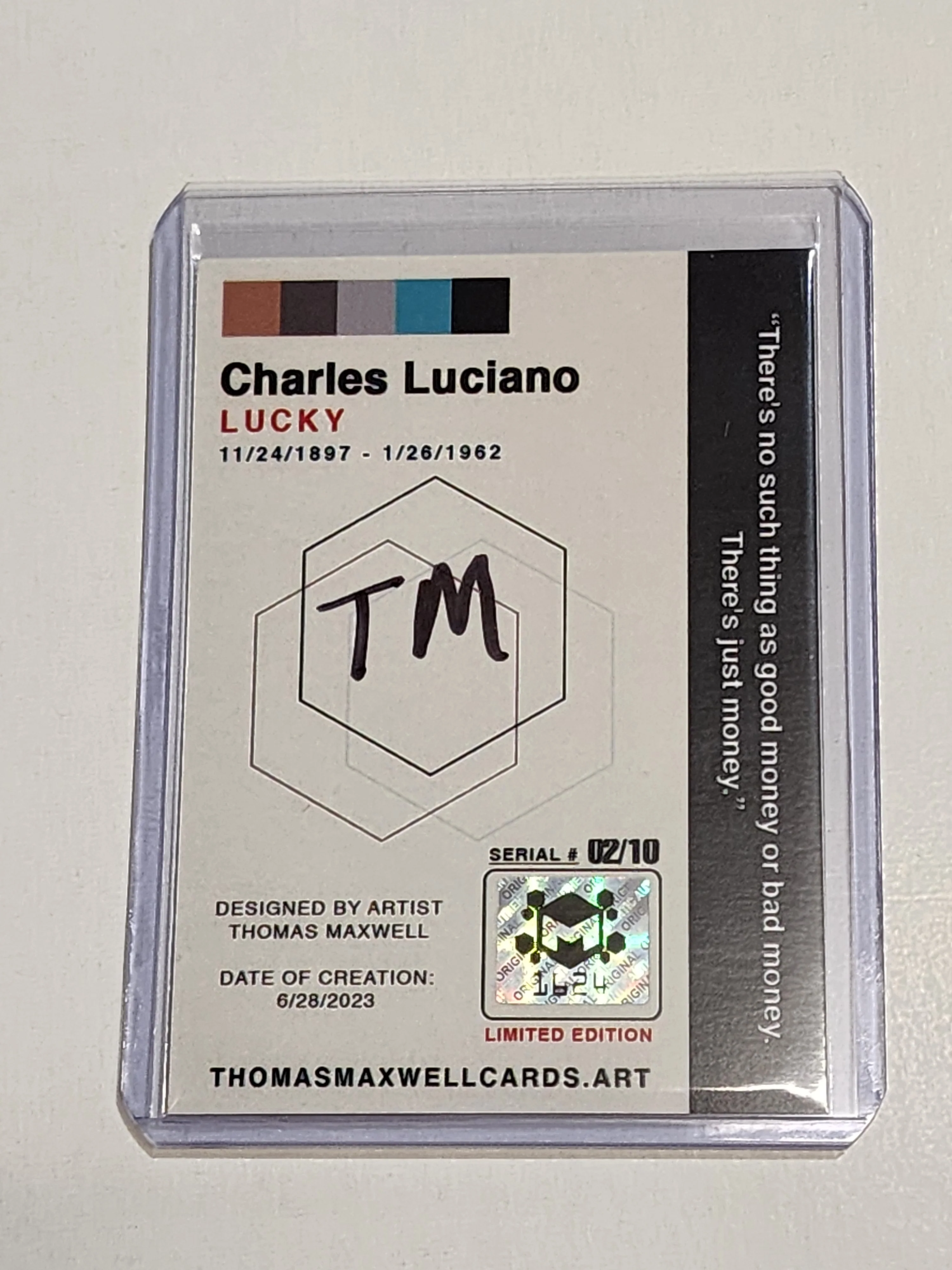 Lucky Luciano Artist Signed Famous Art Card 2/10