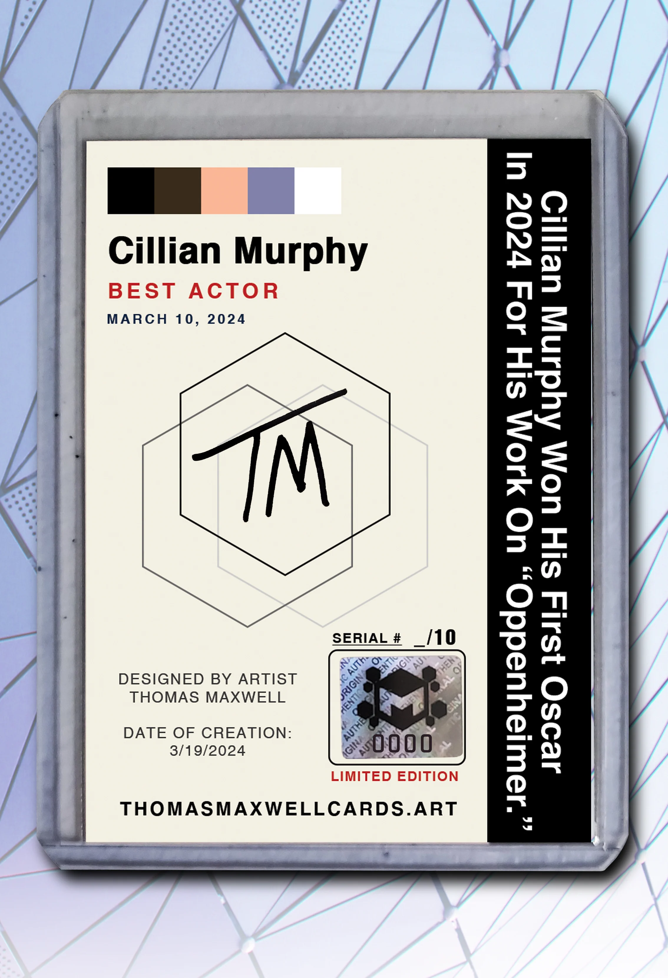 Cillian Murphy - 2024 Oscars for Best Actor - Art Card 1/10