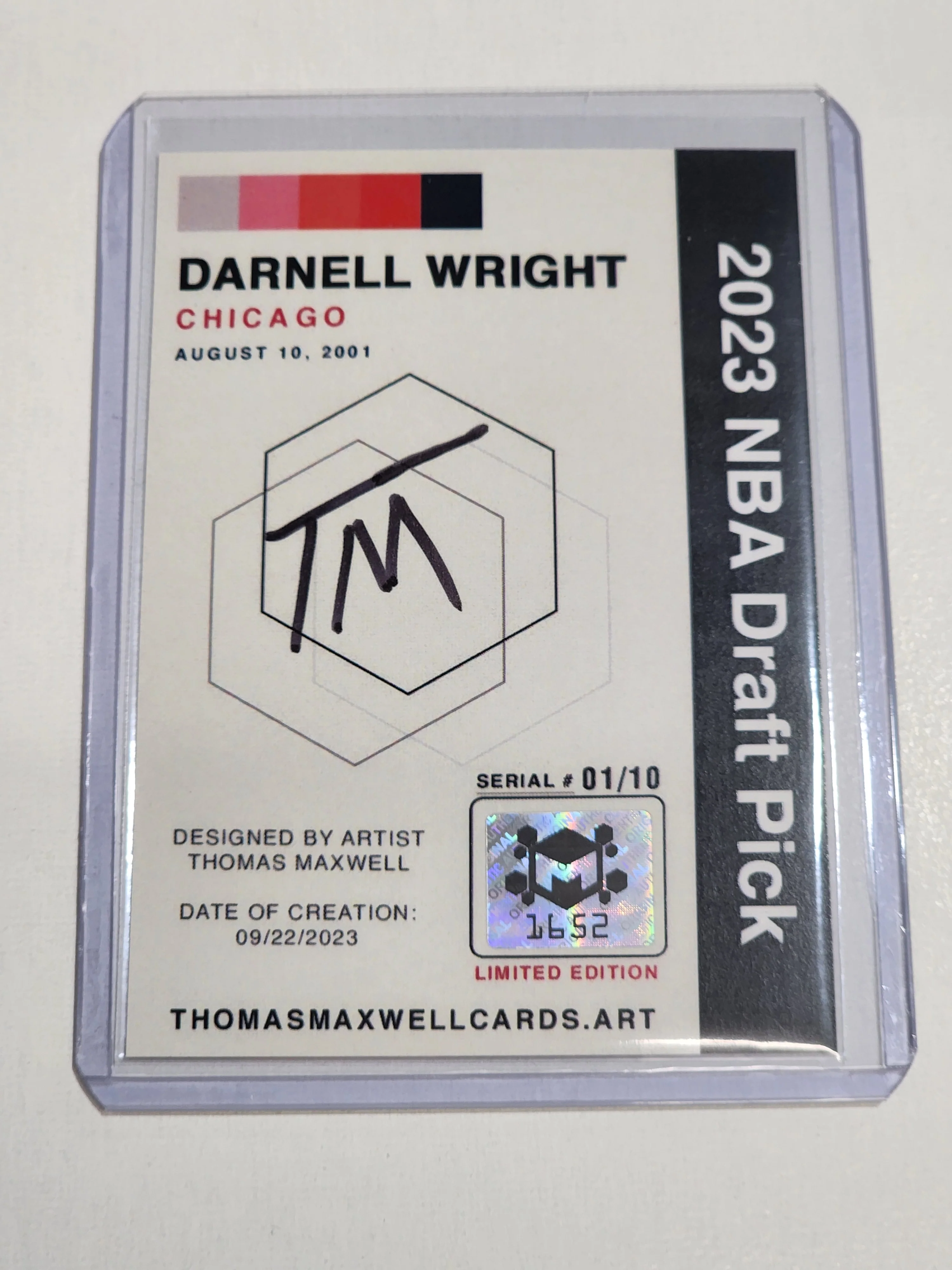 Darnell Wright Artist Signed Football Art Card 1/10