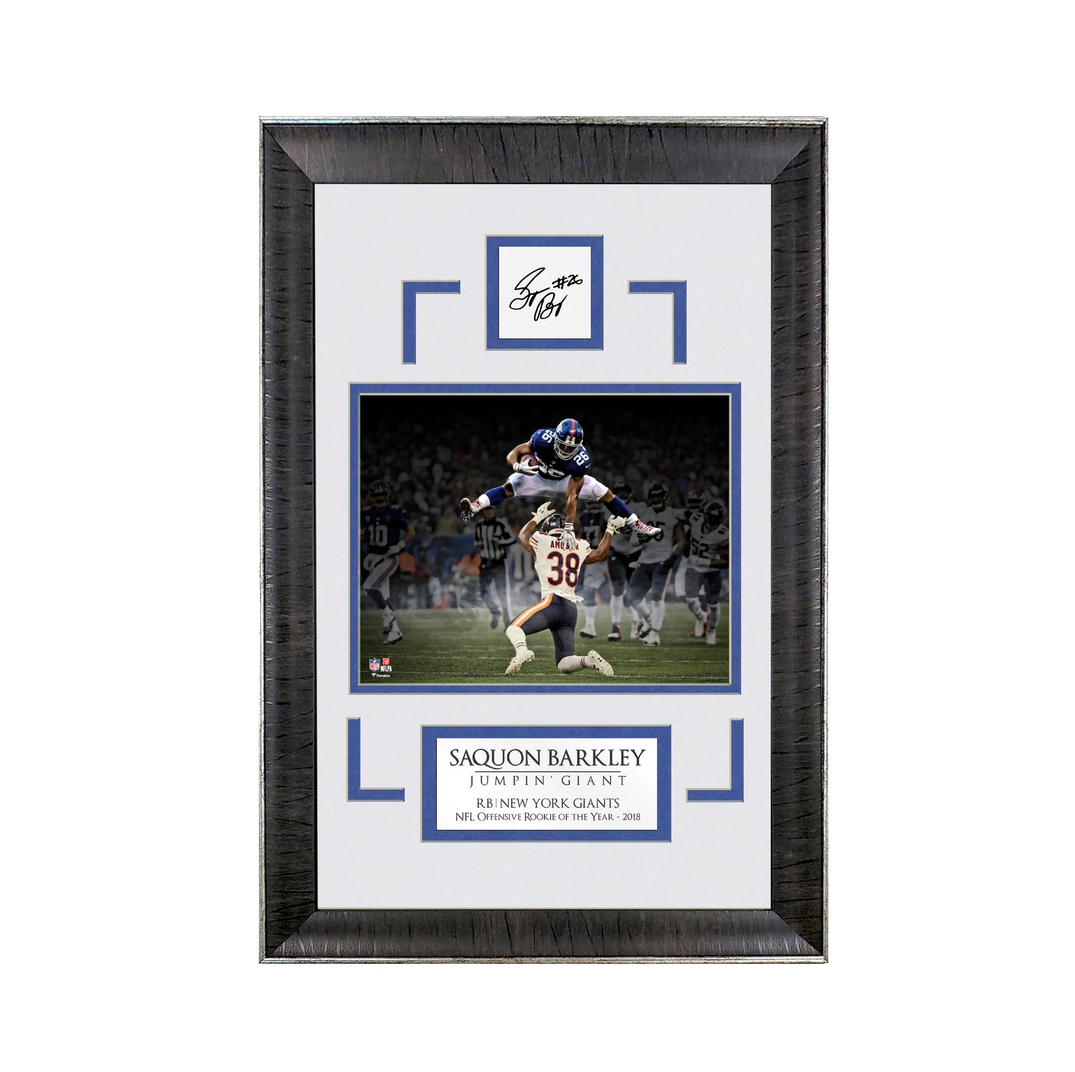 Saquon Barkley - Jumpin' Giant - Spotlight Collection | 16 x 23 - Framed Football Photo