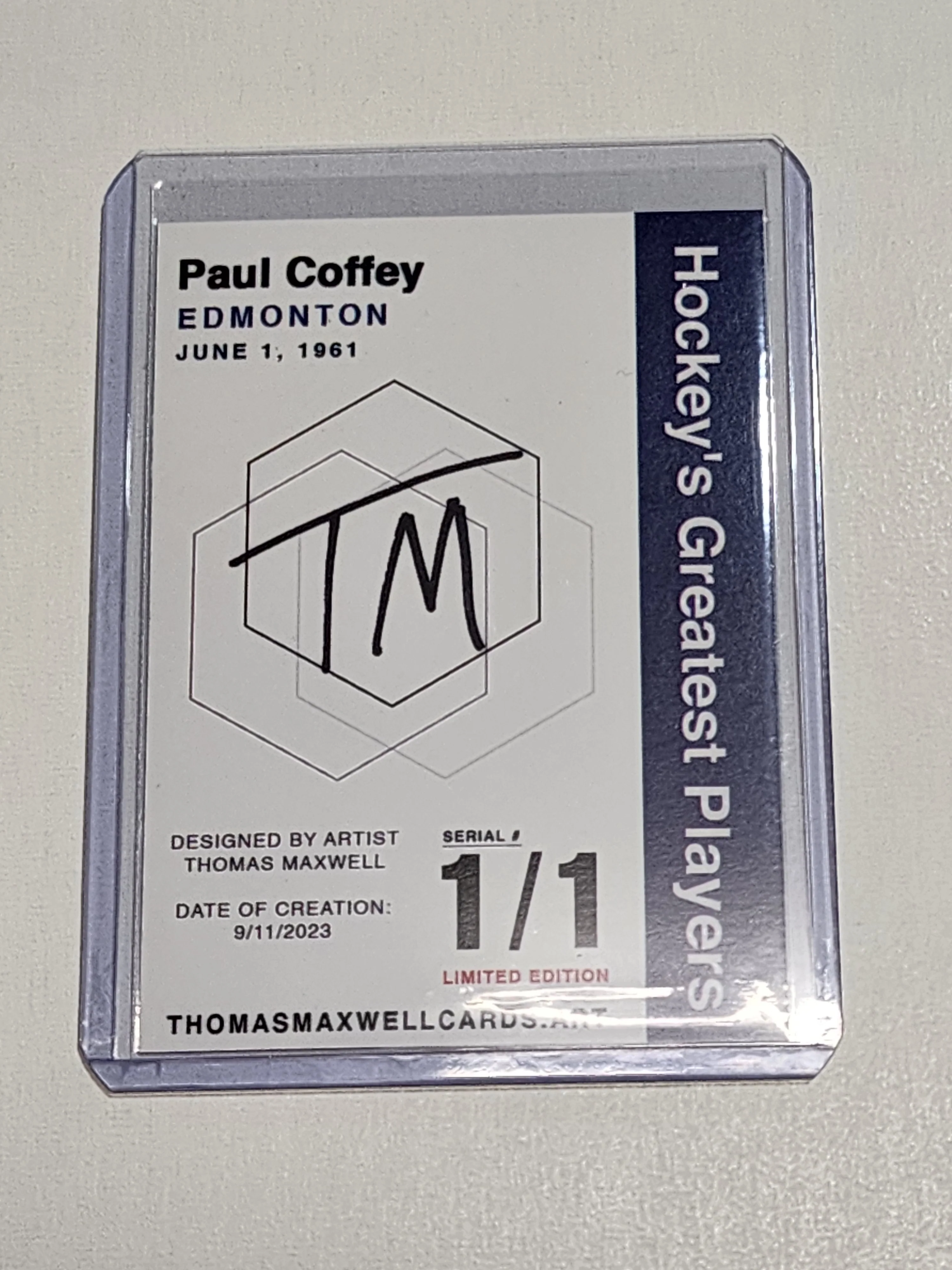 Paul Coffey Artist Signed Edmonton Oilers Refractor Art Card 1/1
