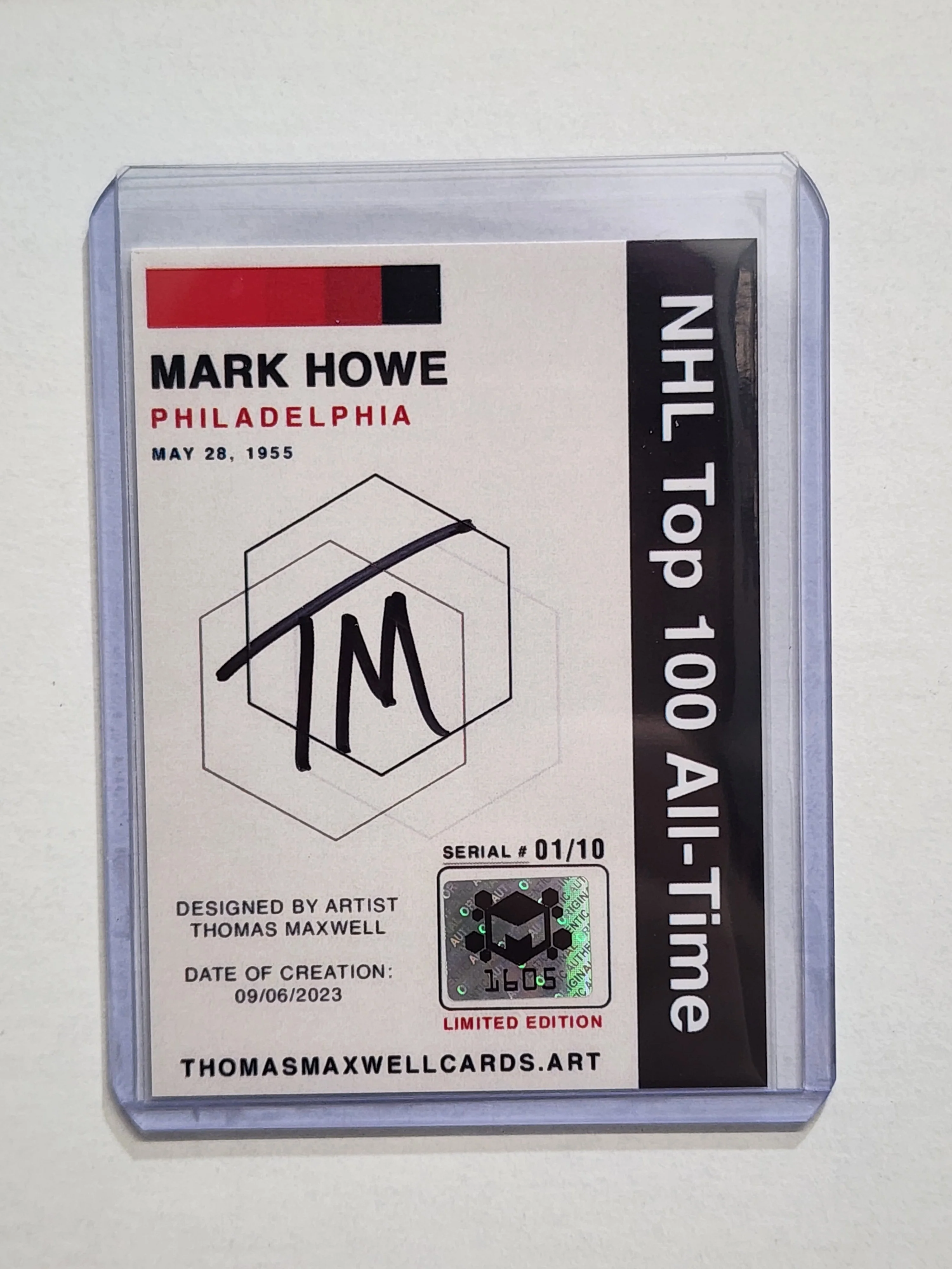 Mark Howe Artist Signed Hockey Art Card 1/10