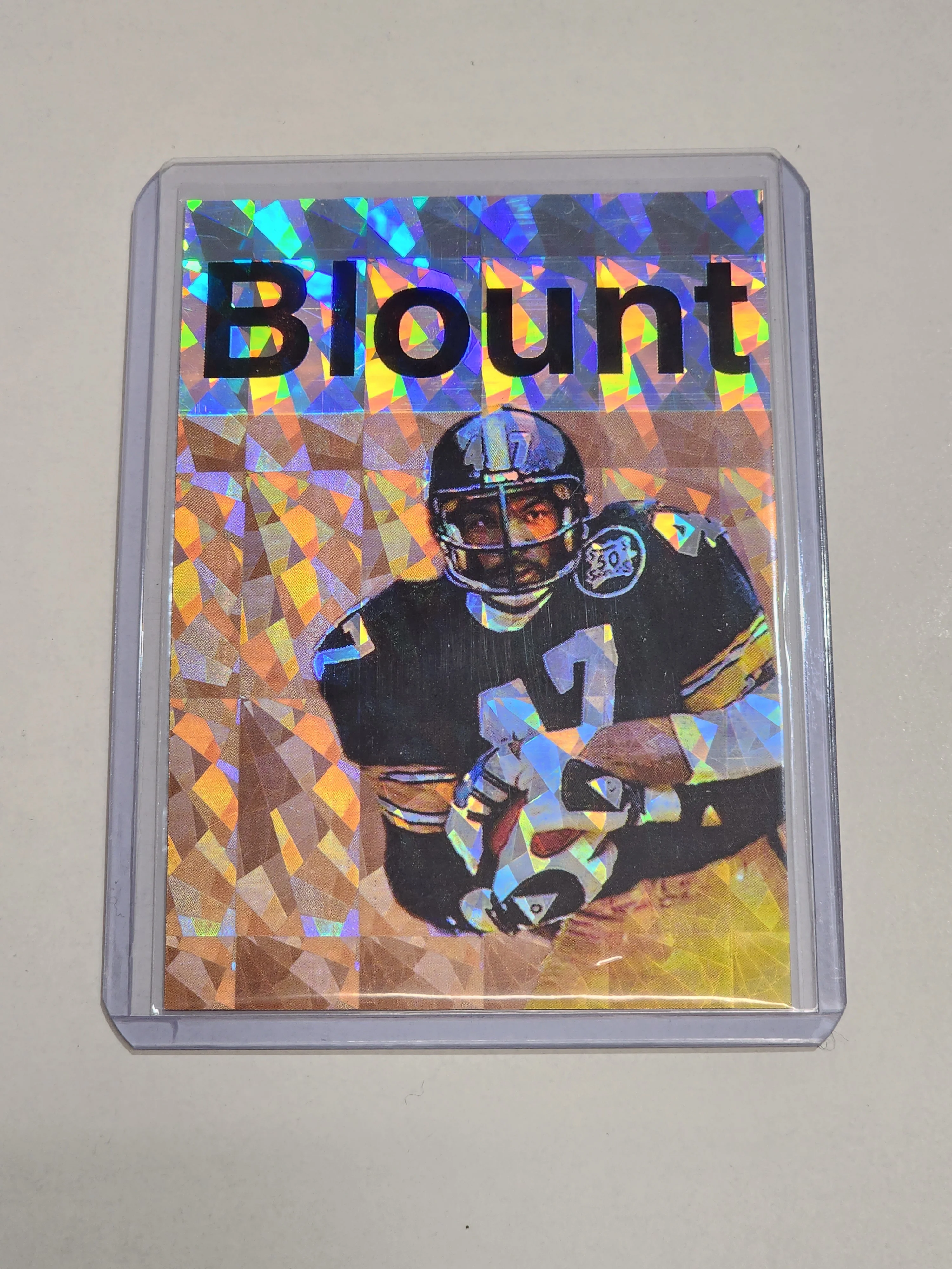 Mel Blount Artist Signed Pittsburgh Steelers Refractor Art Card 1/1