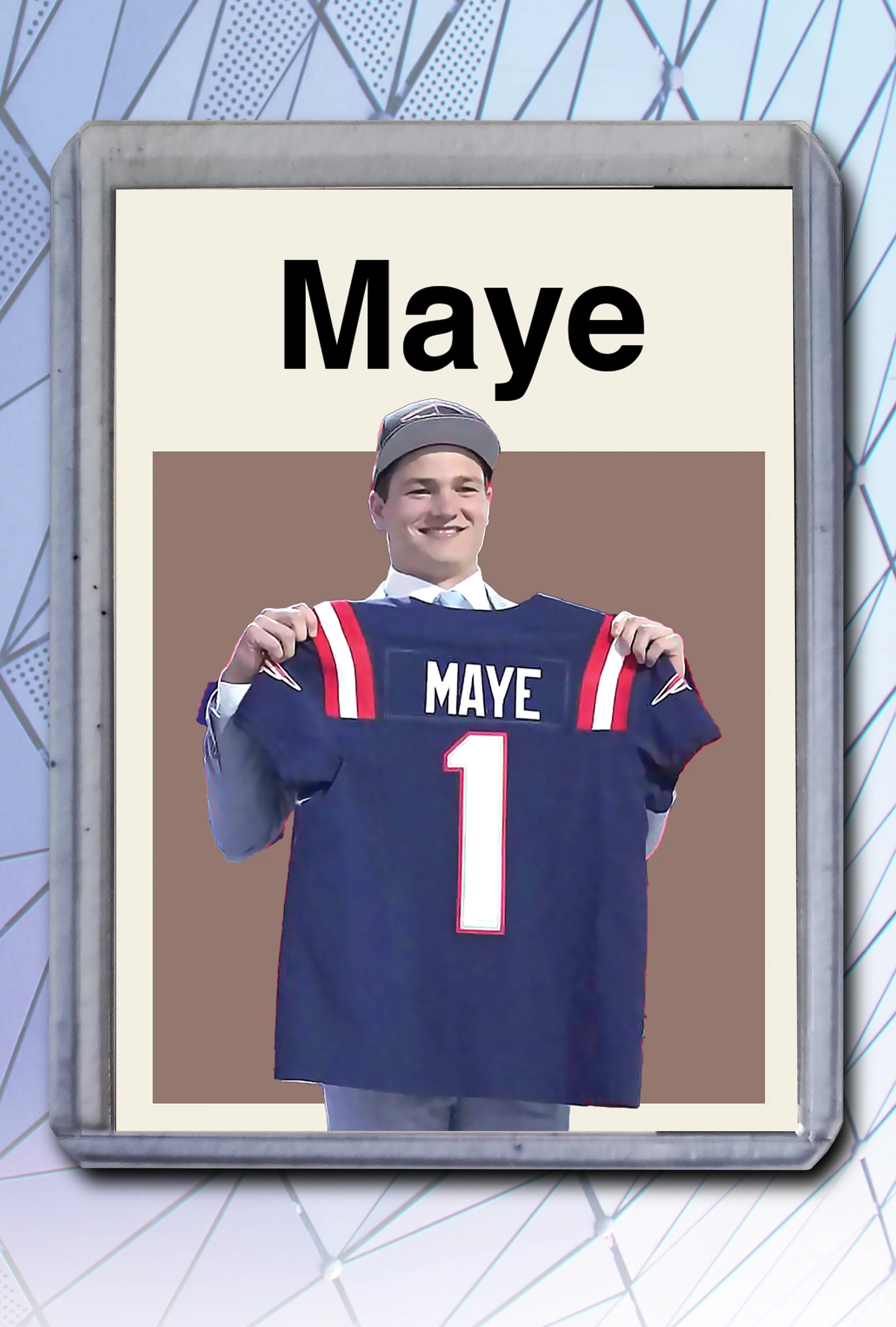 Drake Maye Artist Signed Football Art Card 1/10