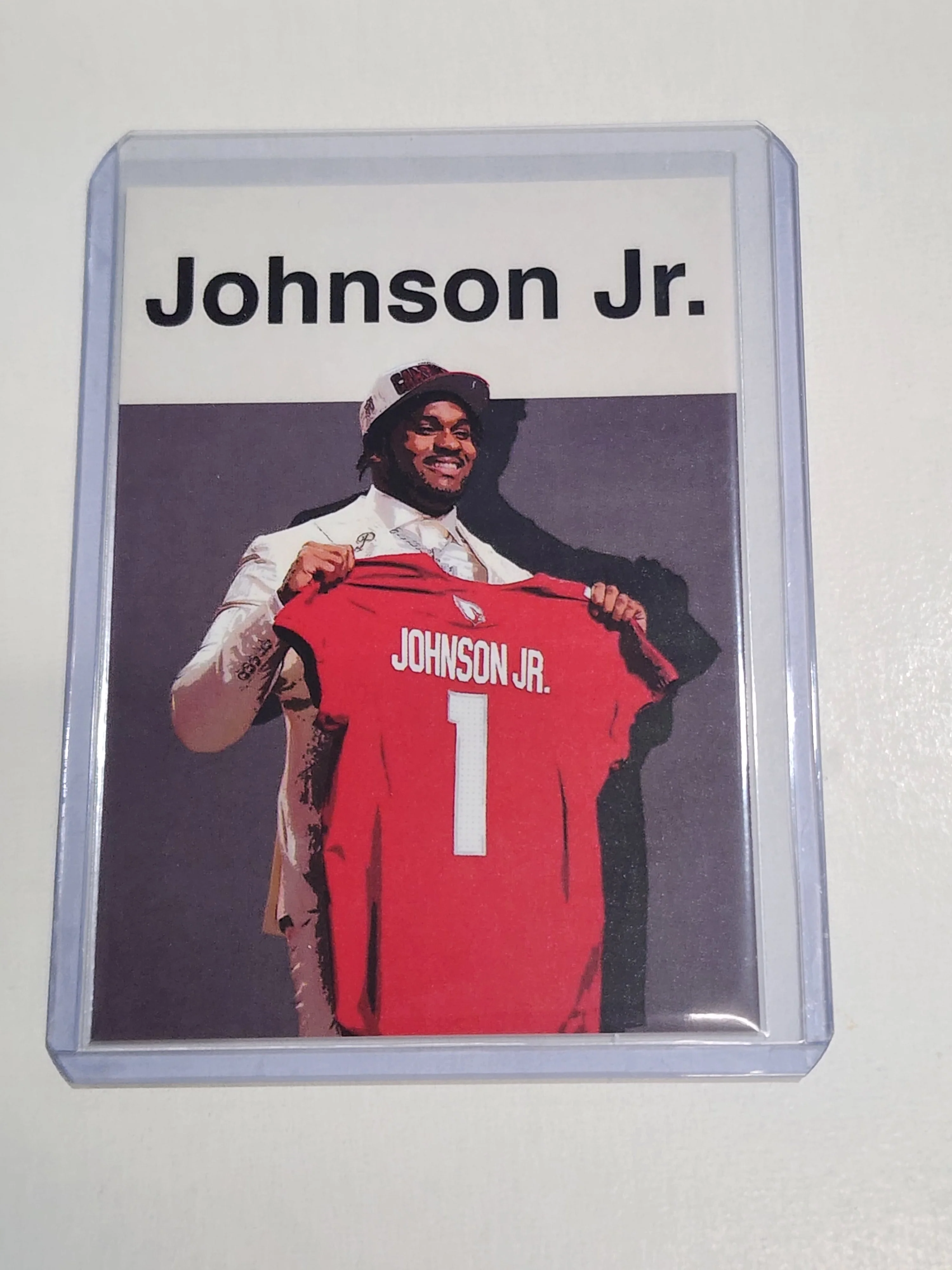 Paris Johnson Jr. Artist Signed Football Art Card 1/10