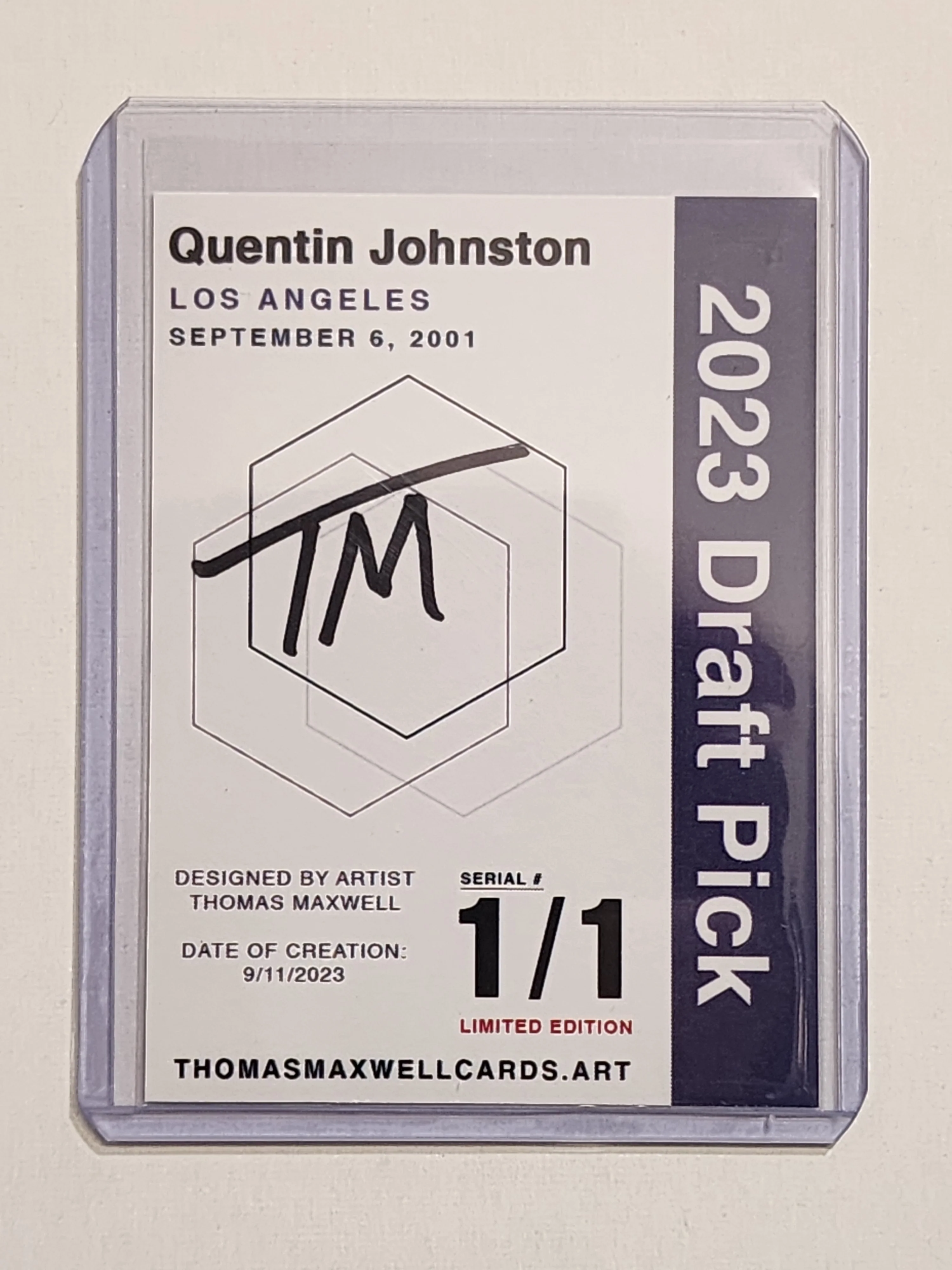 Quentin Johnston Artist Signed Los Angeles Chargers Refractor Art Card 1/1