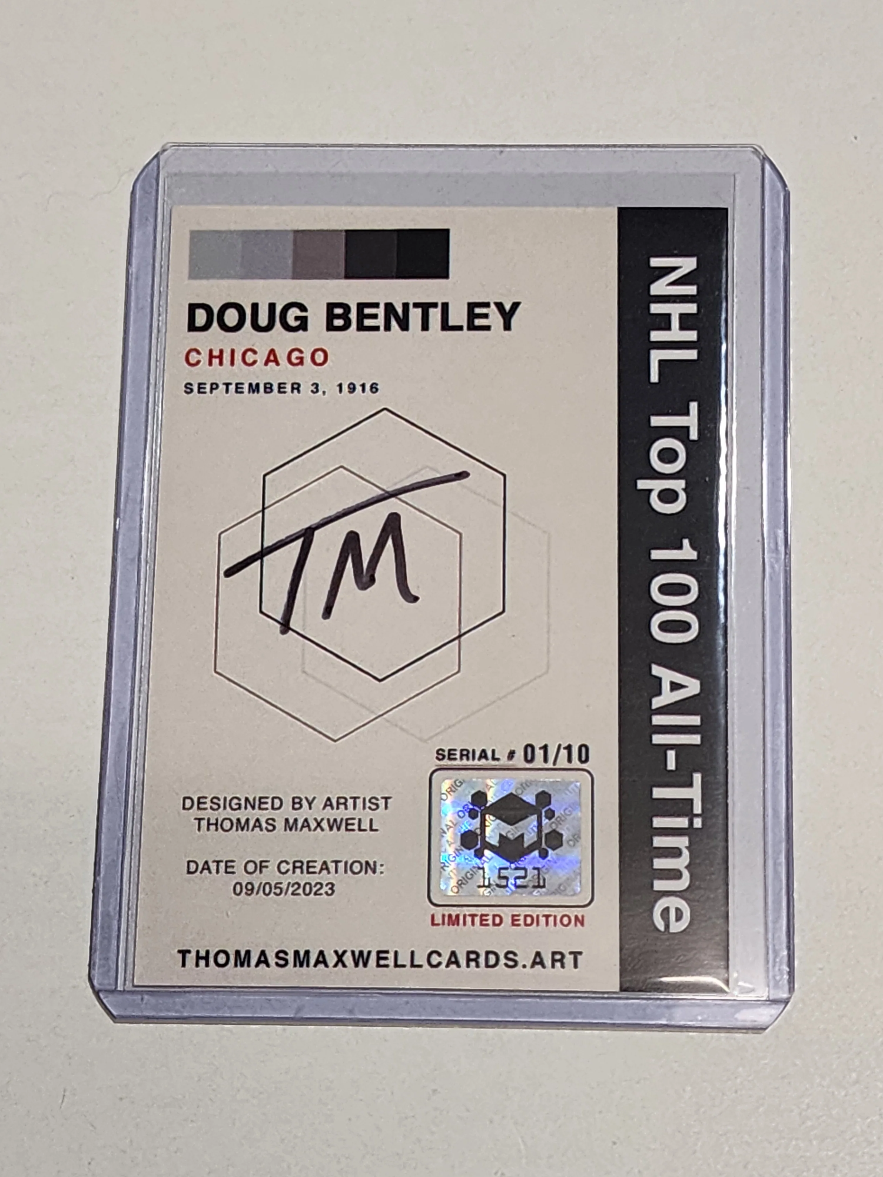 Doug Bentley Artist Signed Hockey Art Card 1/10