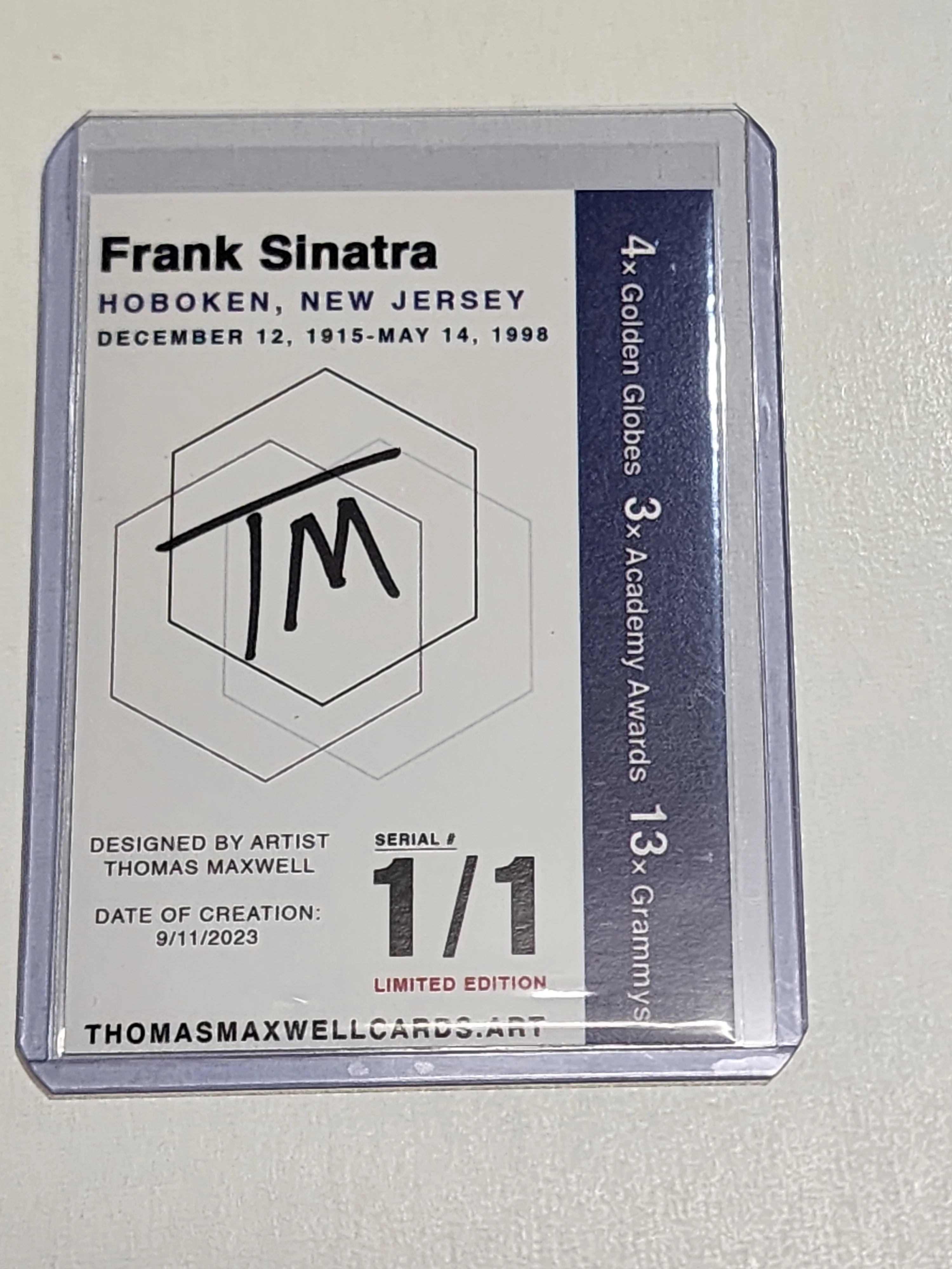 Frank Sinatra Artist Signed Music Refractor Art Card 1/1