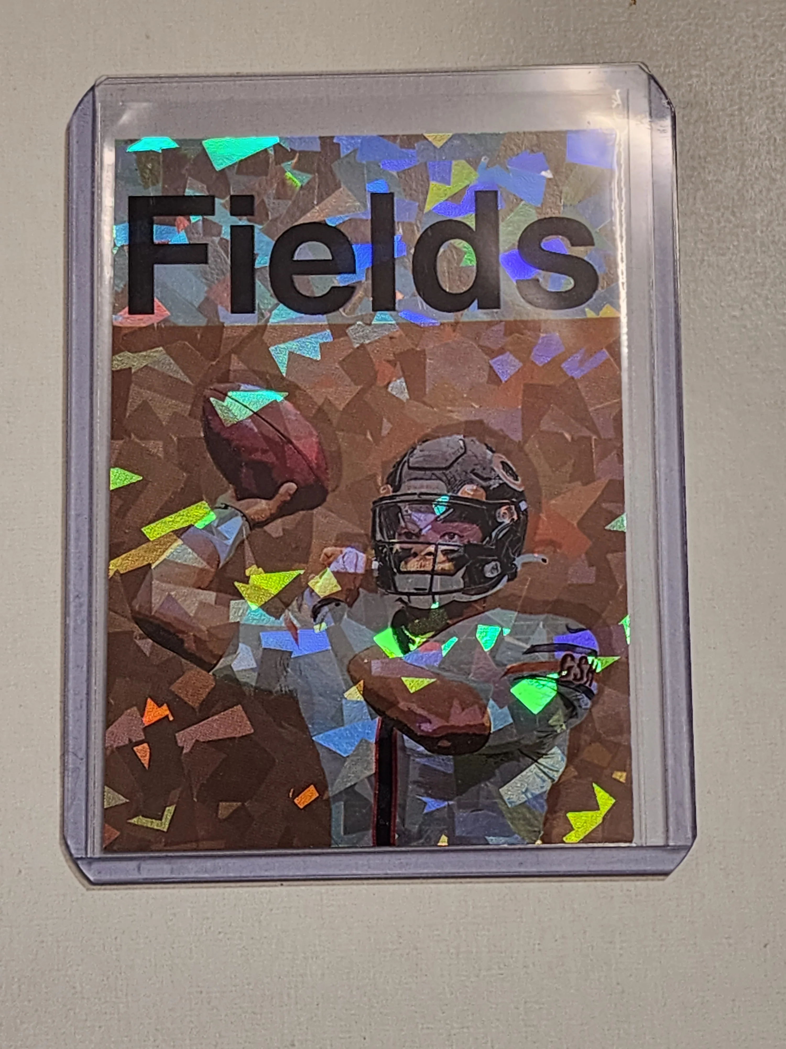 Justin Fields Artist Signed Chicago Bears Refractor Art Card 1/1