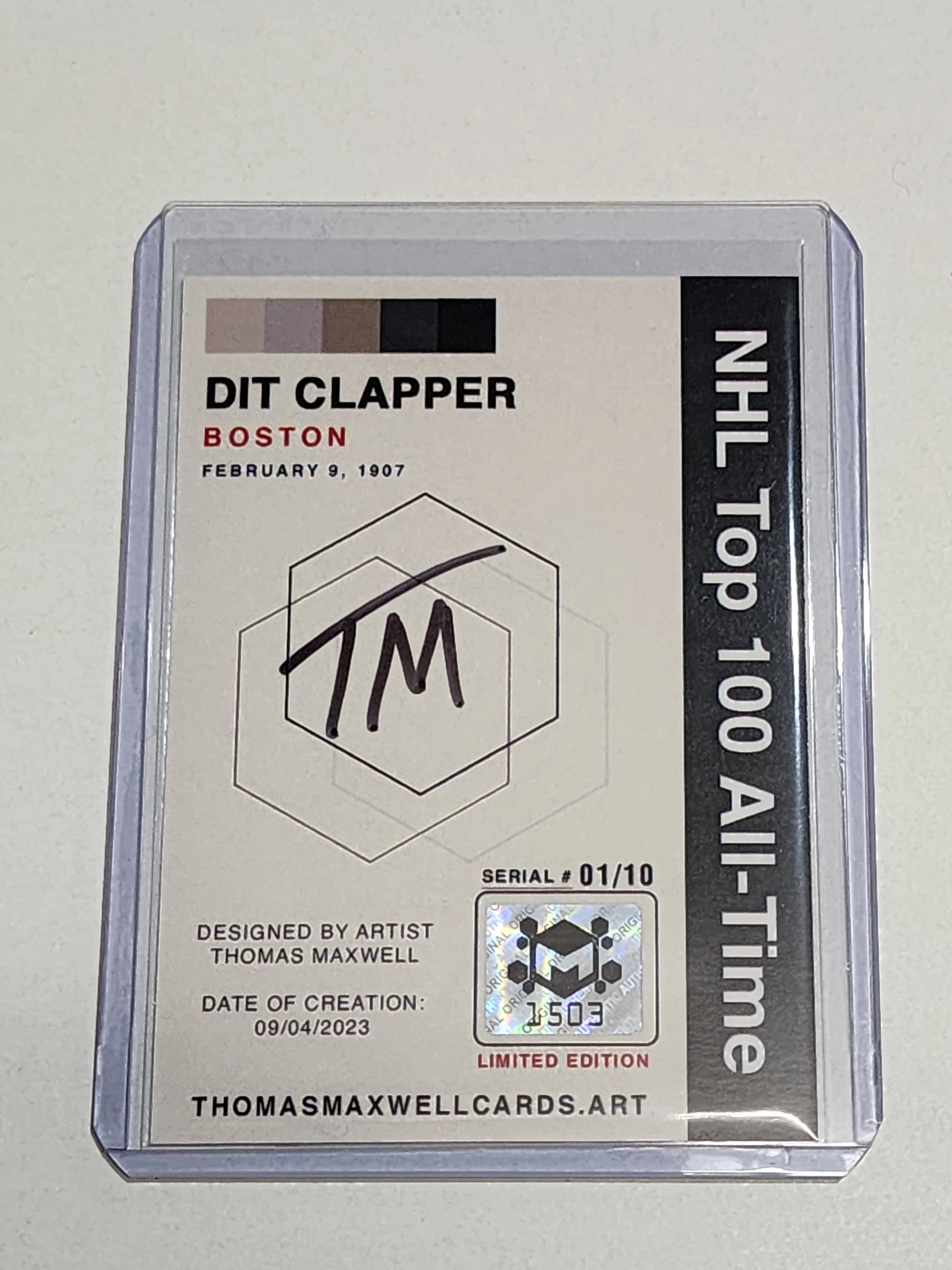 Dit Clapper Artist Signed Hockey Art Card 1/10