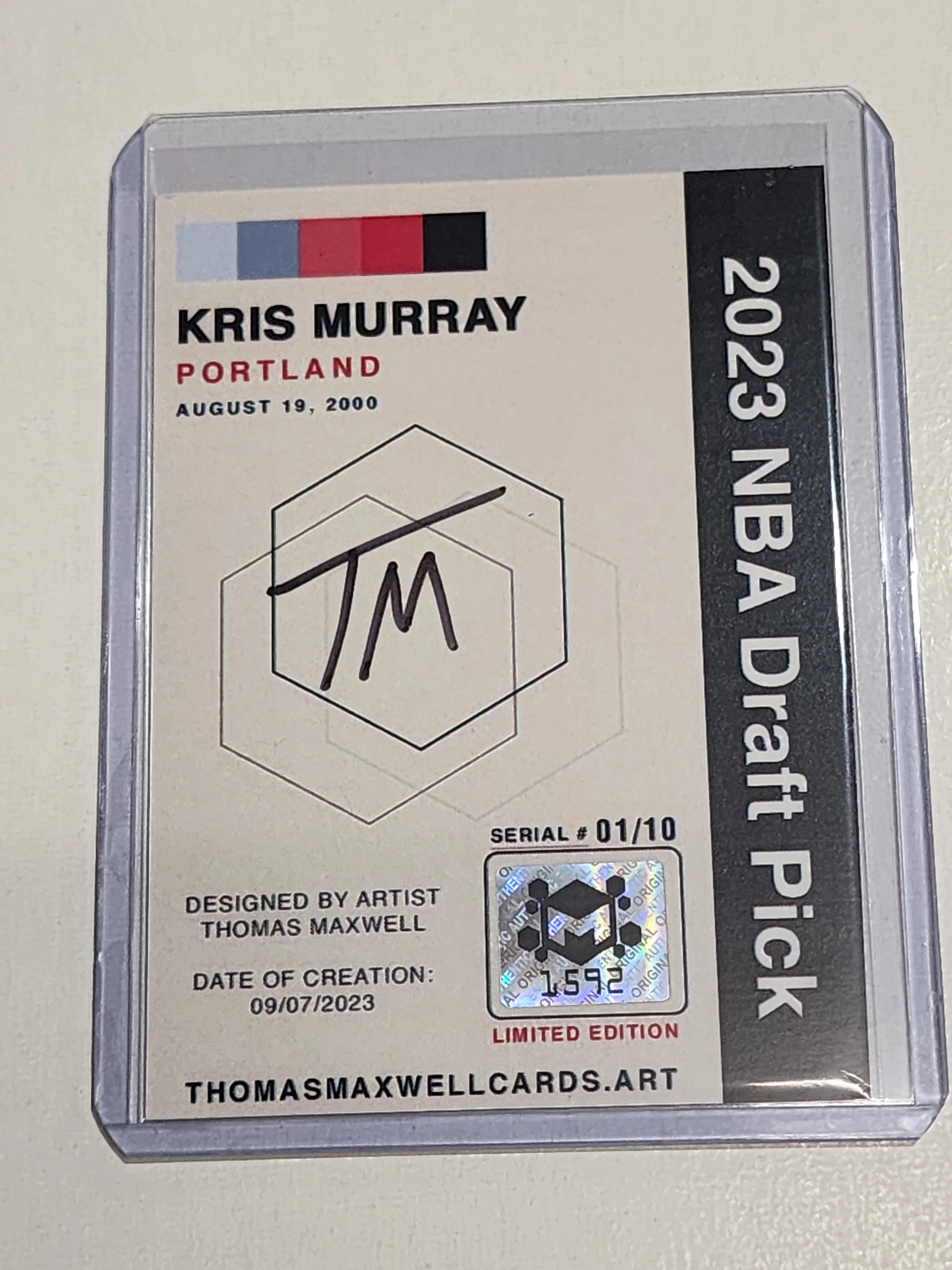 Kris Murray Artist Signed Basketball Art Card 1/10