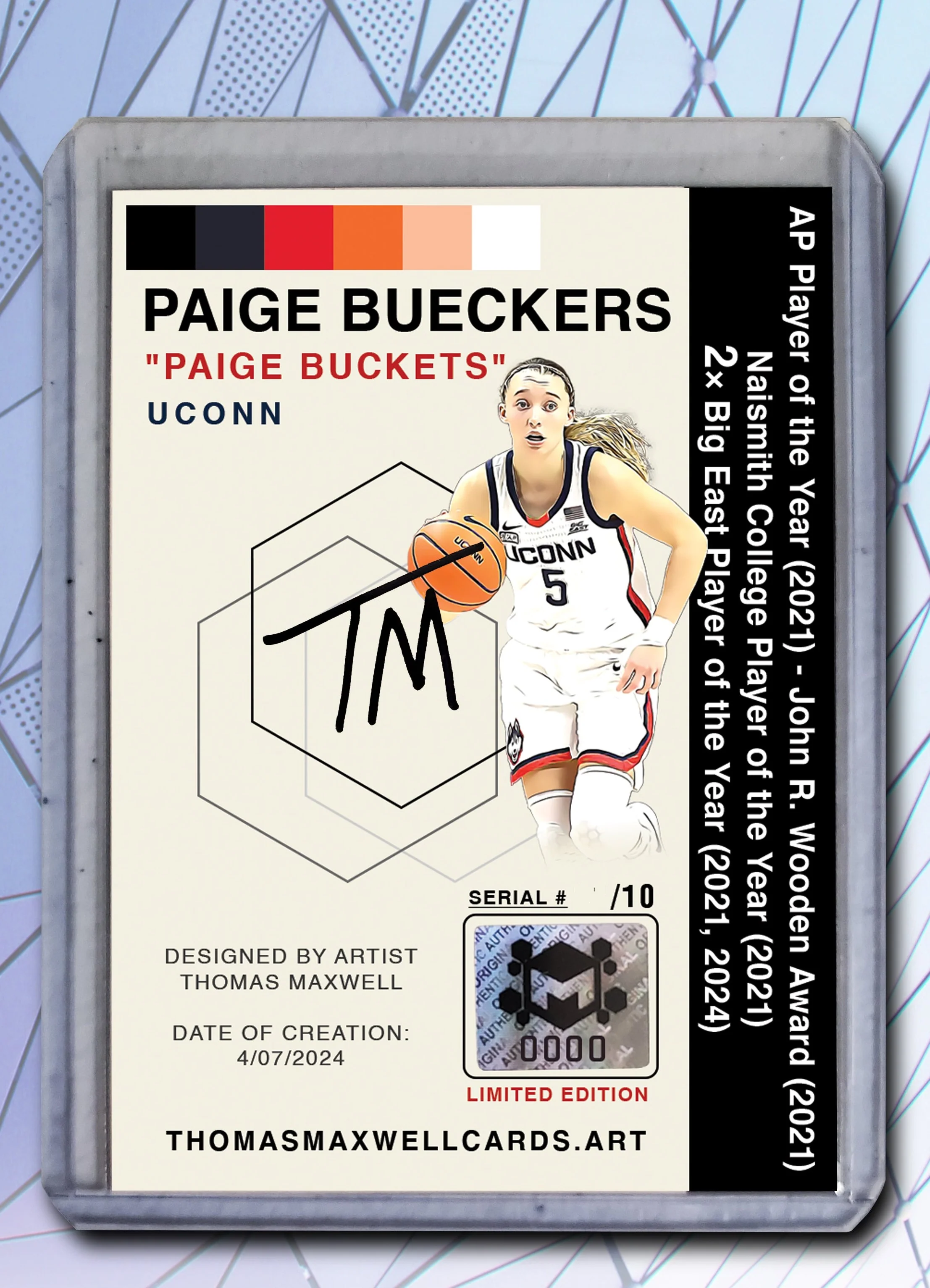 Paige Bueckers - UCONN - Artist Signed Art Card 1/10