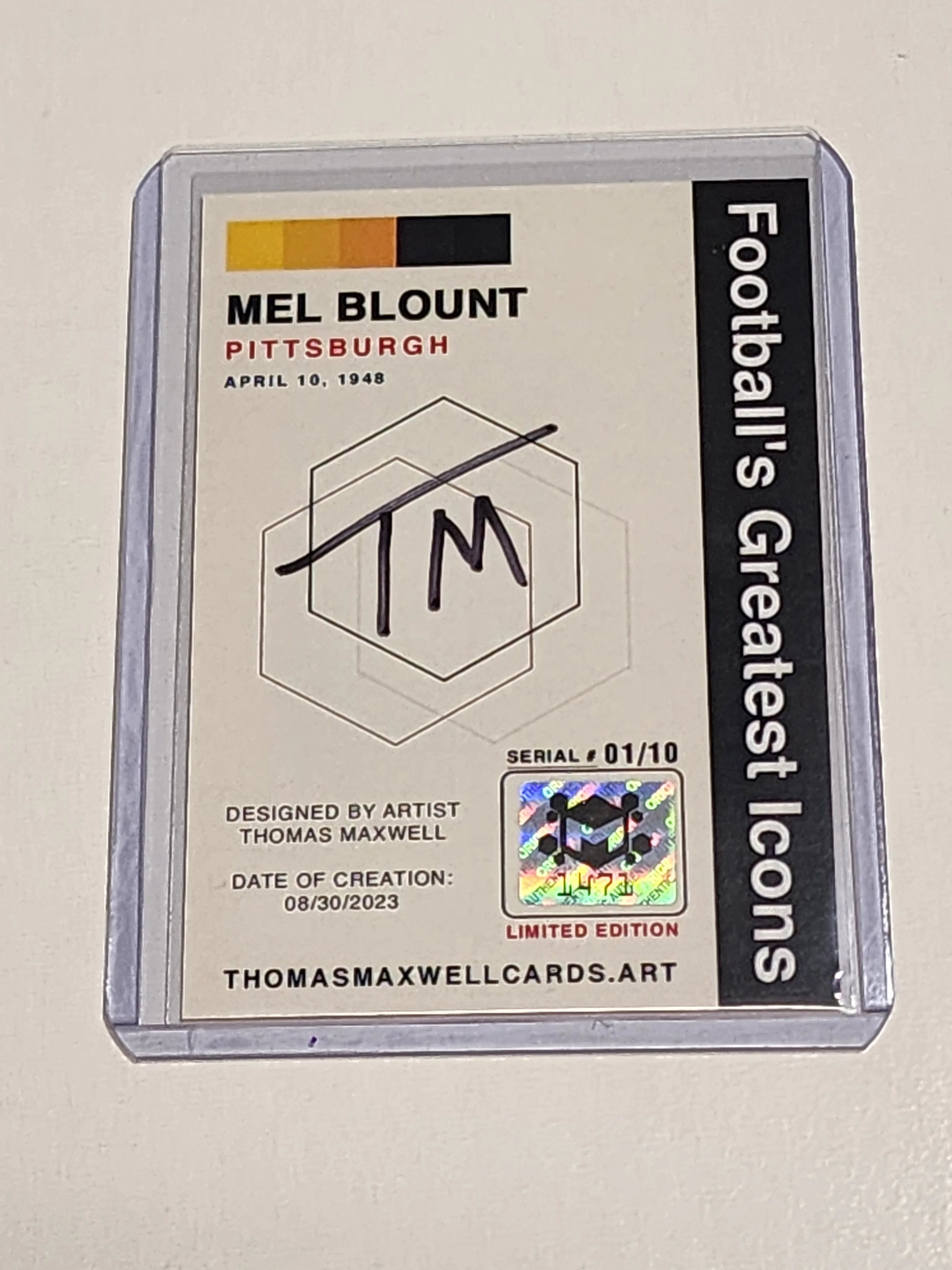 Mel Blount Artist Signed Football Art Card 1/10