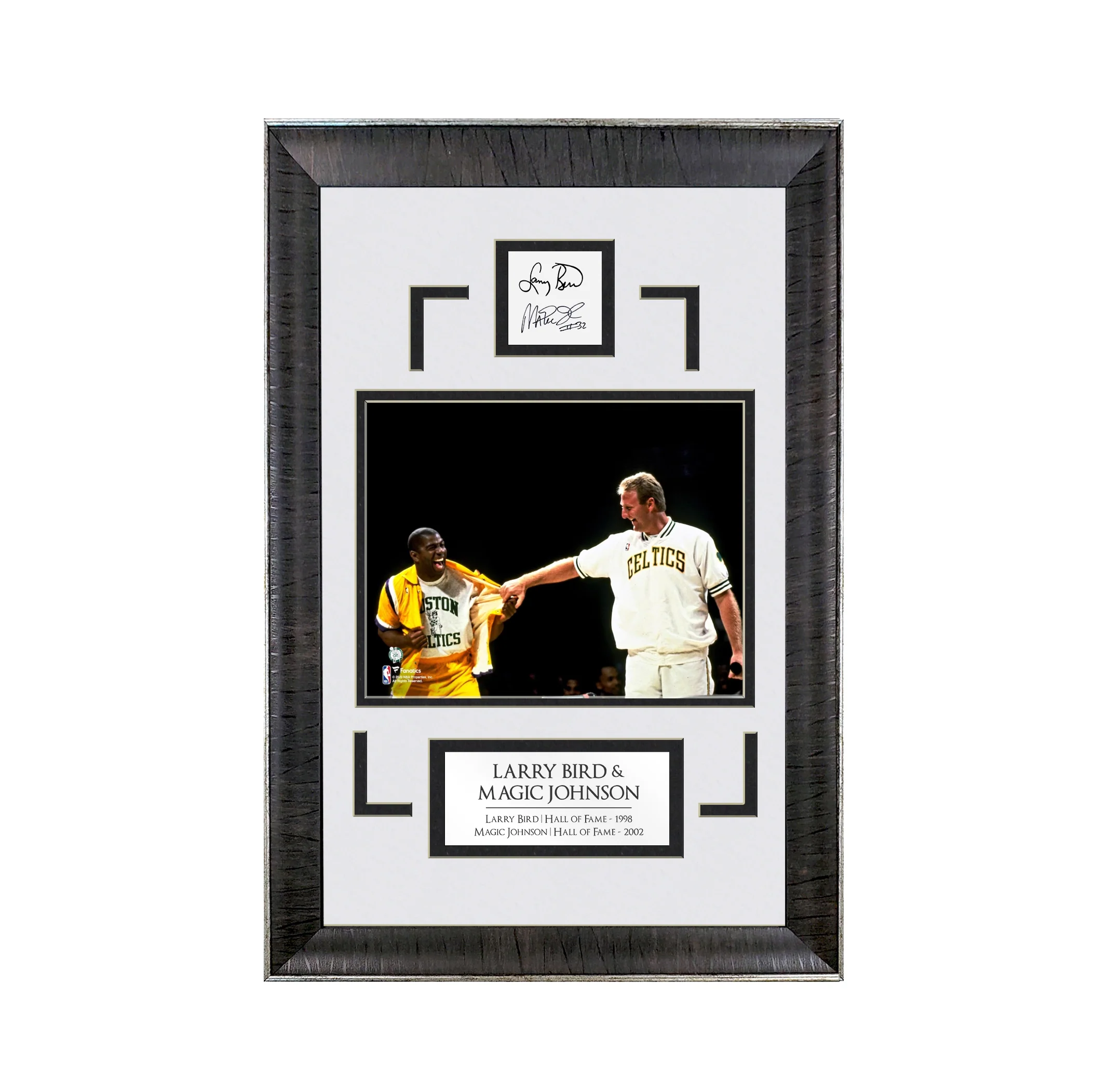 Larry Bird with Magic Johnson - Rivalry Surprise - Spotlight Collection | 16 x 23 - Framed Basketball Photo