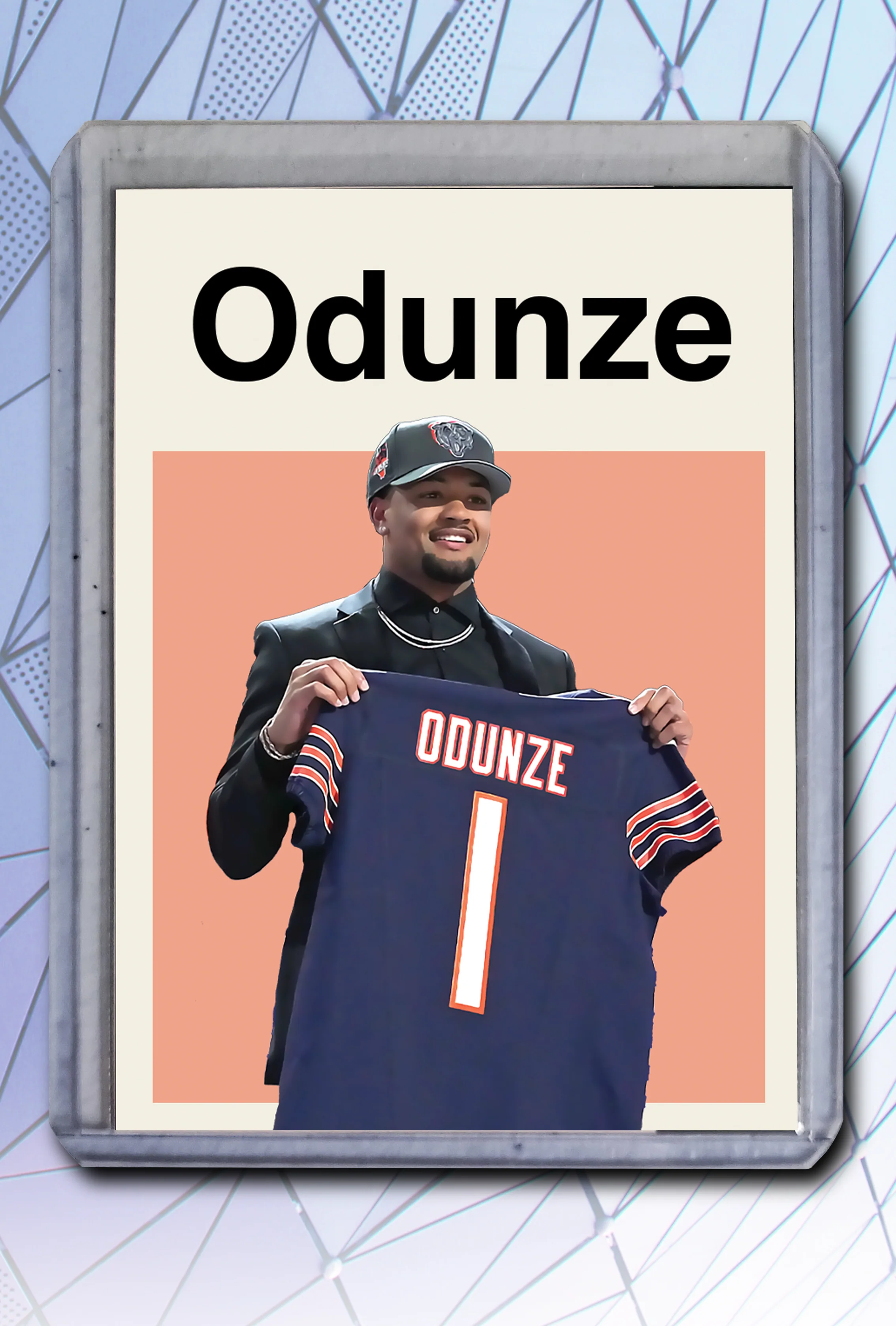 Rome Odunze Artist Signed Football Art Card 1/10