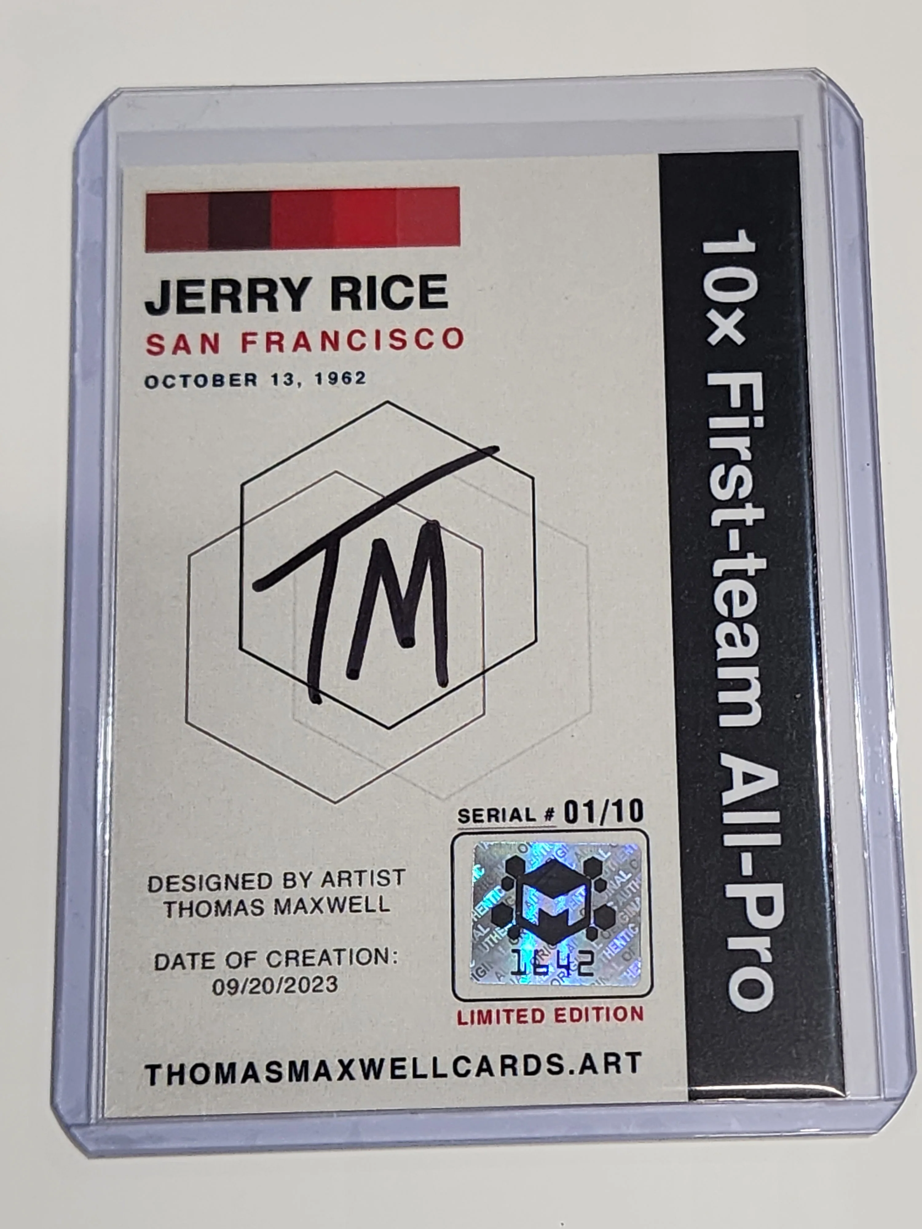 Jerry Rice Artist Signed Auto Racing Art Card 1/10