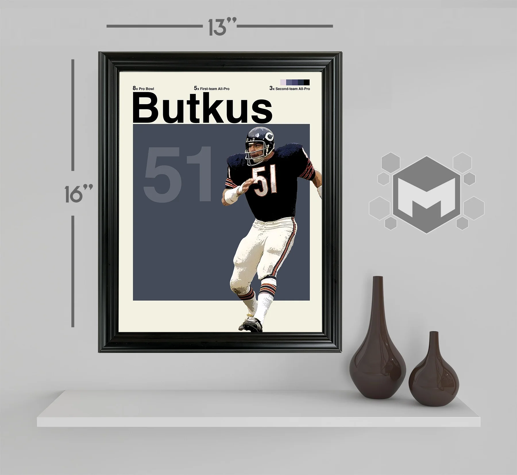 Dick Butkus Framed Sports Art Photo by Thomas Maxwell