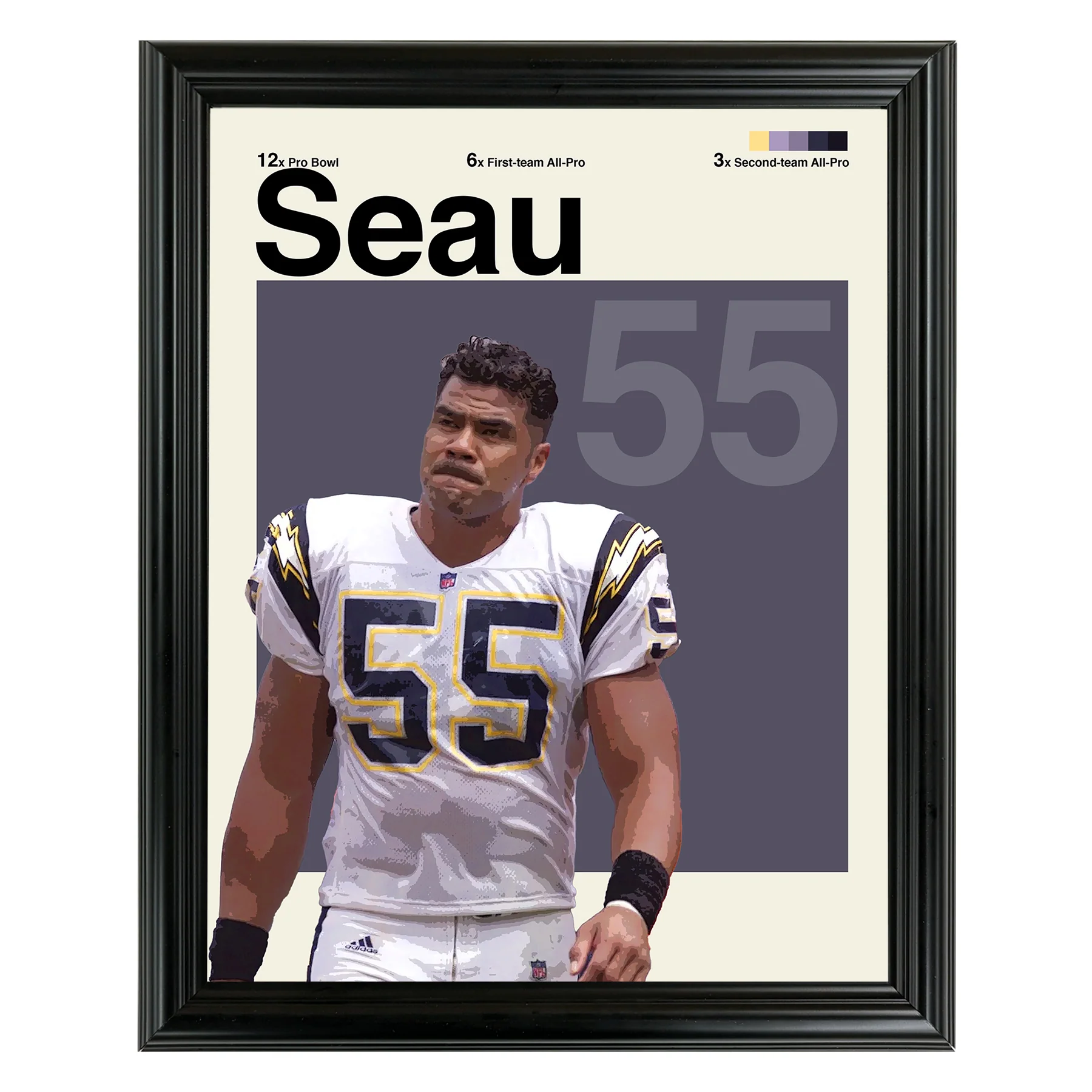 Junior Seau Framed Sports Art Photo by Thomas Maxwell