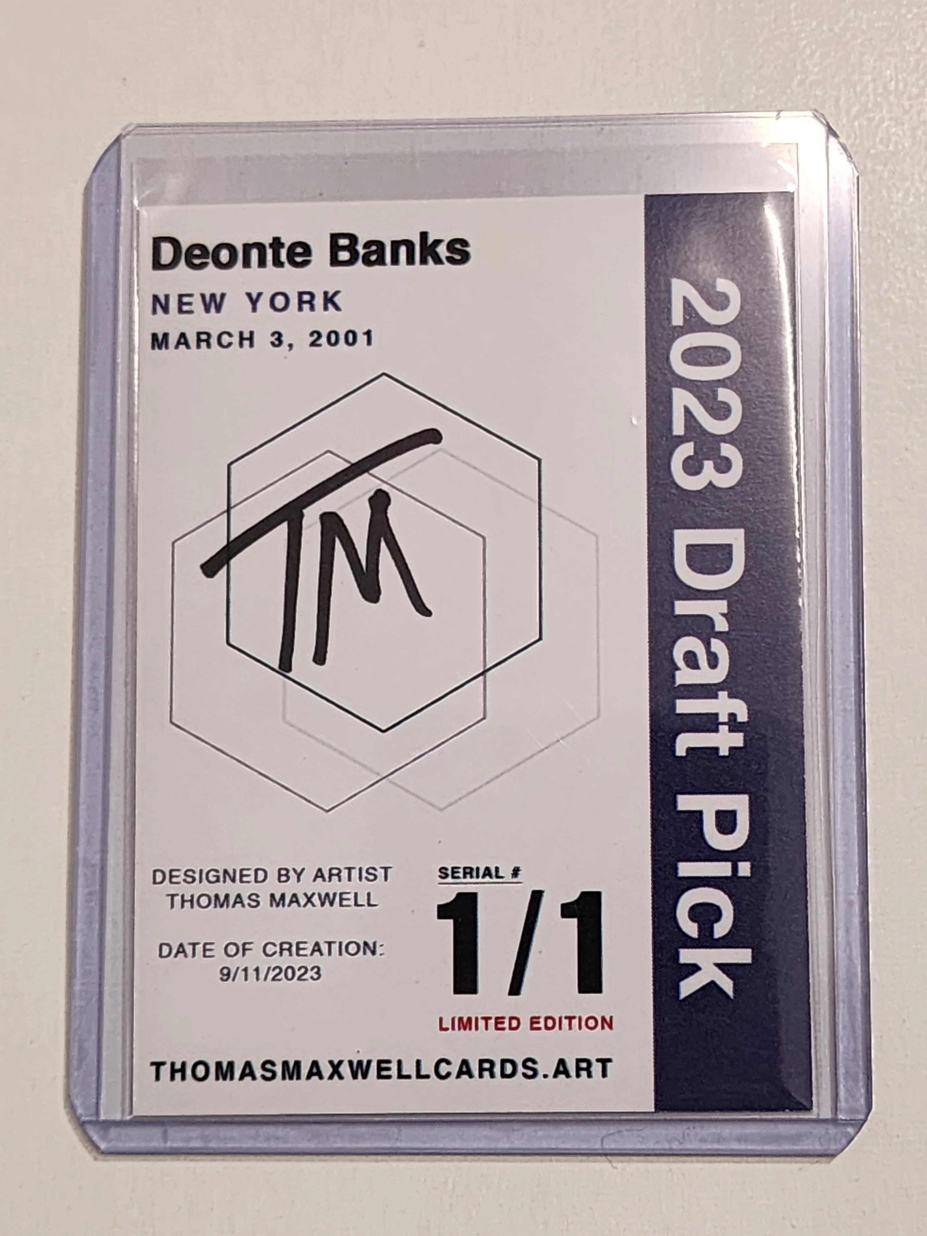 Deonte Banks Artist Signed New York Giants Refractor Art Card 1/1