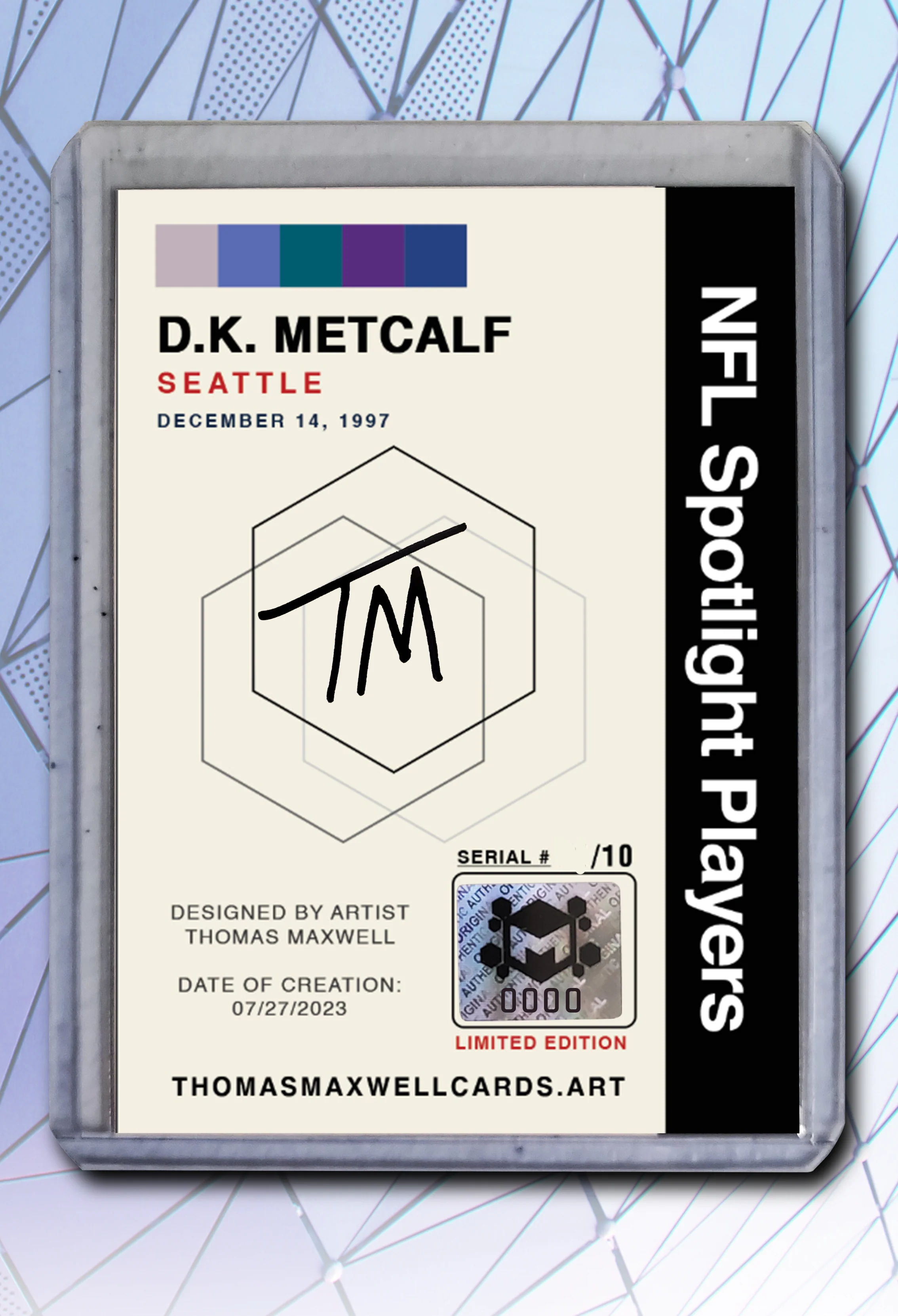 D.K. Metcalf Artist Signed Football Art Card 1/10