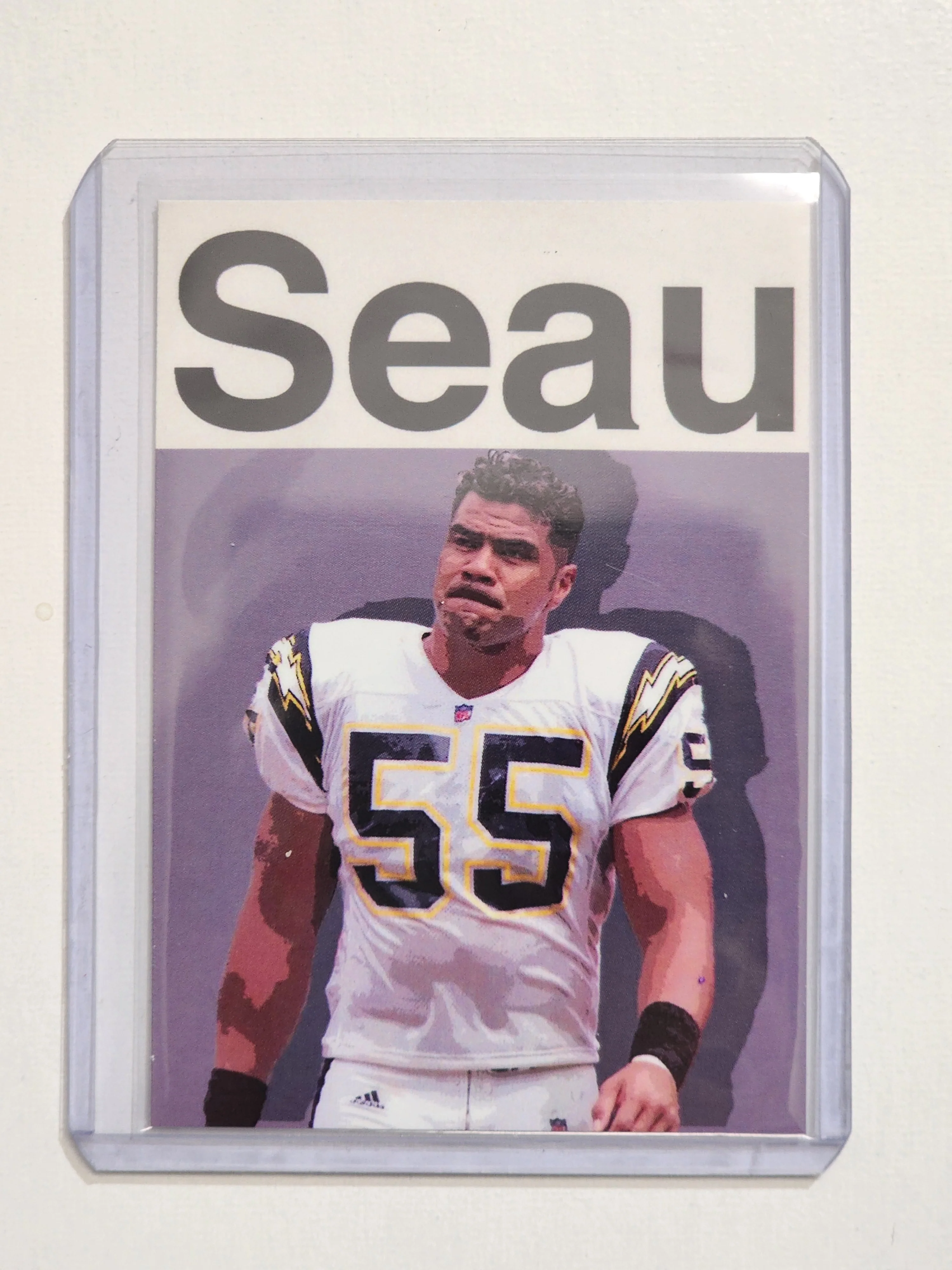Junior Seau Artist Signed Football Art Card 1/10