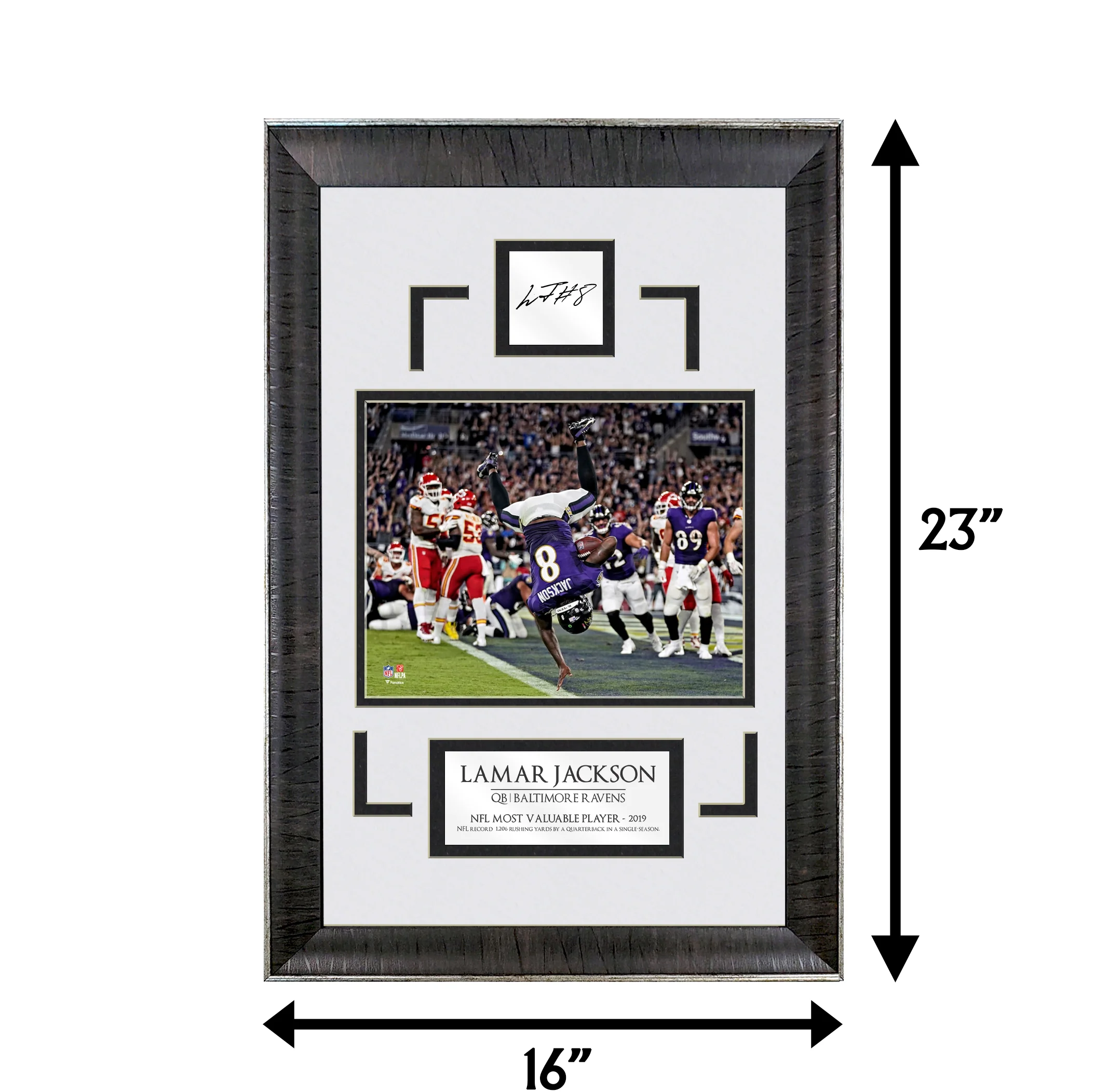 L. Jackson - 2019 MVP - Spotlight Collection | 16 x 23 - Framed Football Photo