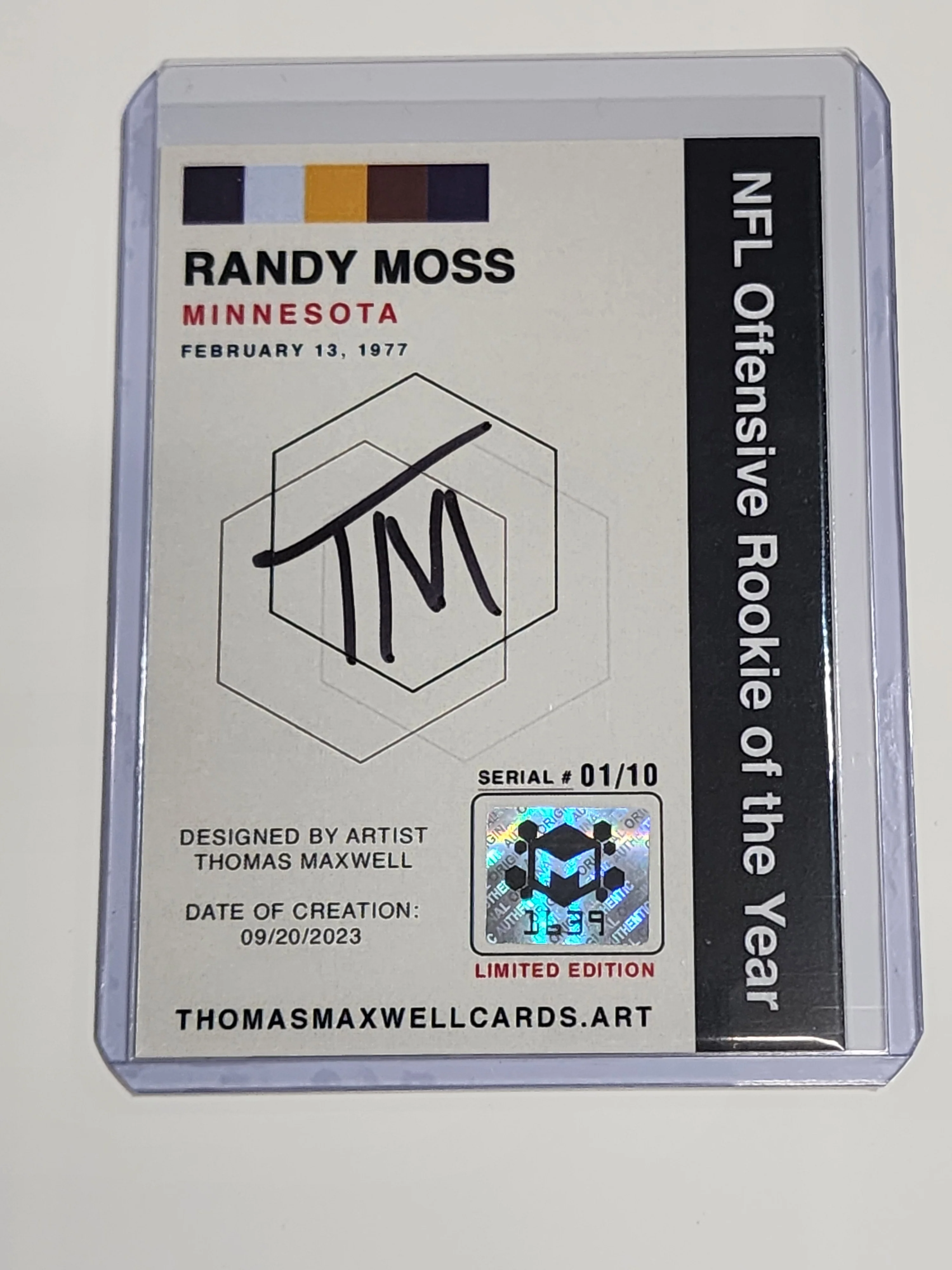 Randy Moss  Artist Signed Football Art Card 1/10