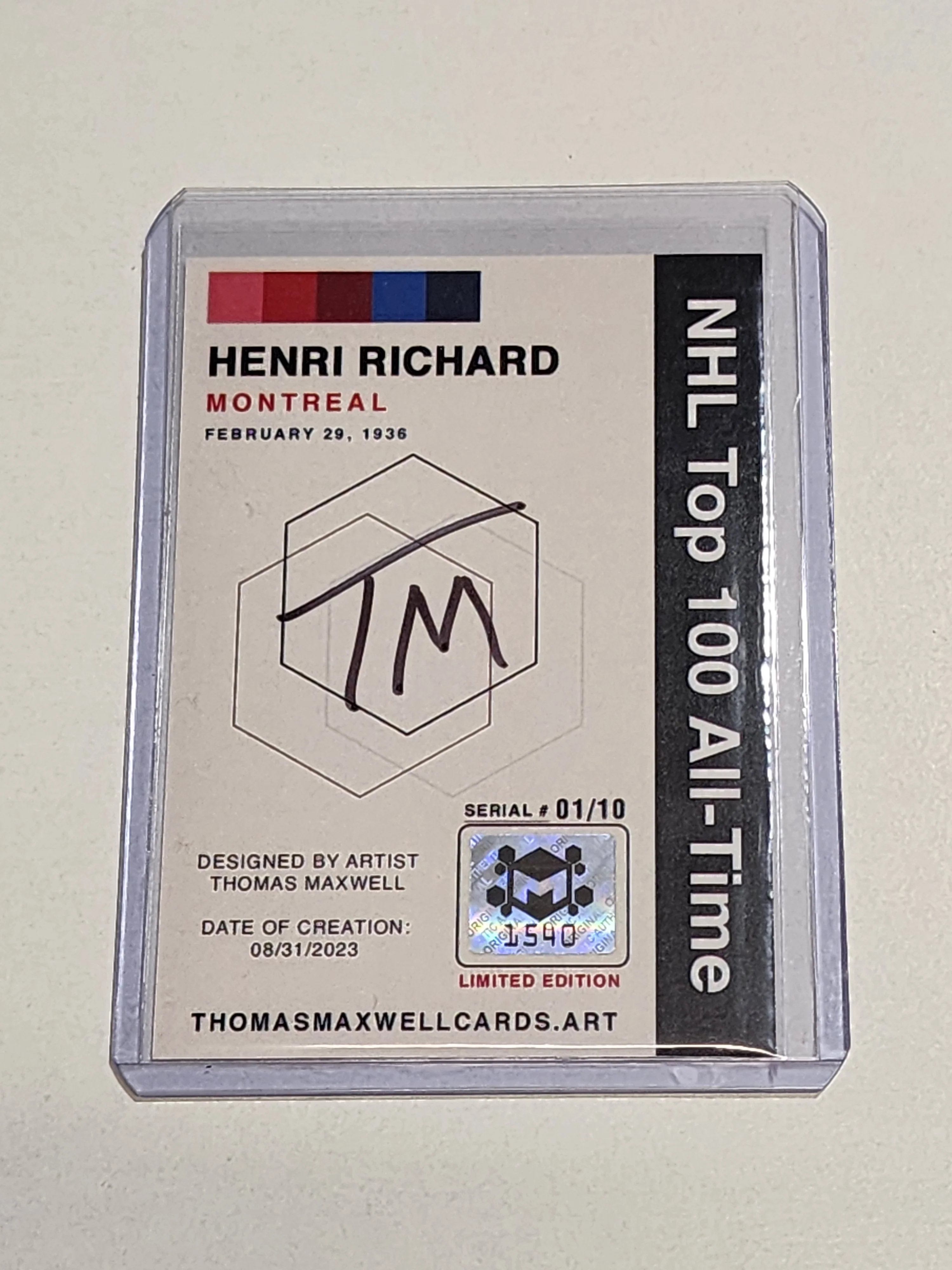 Henri Richard Artist Signed Hockey Art Card 1/10