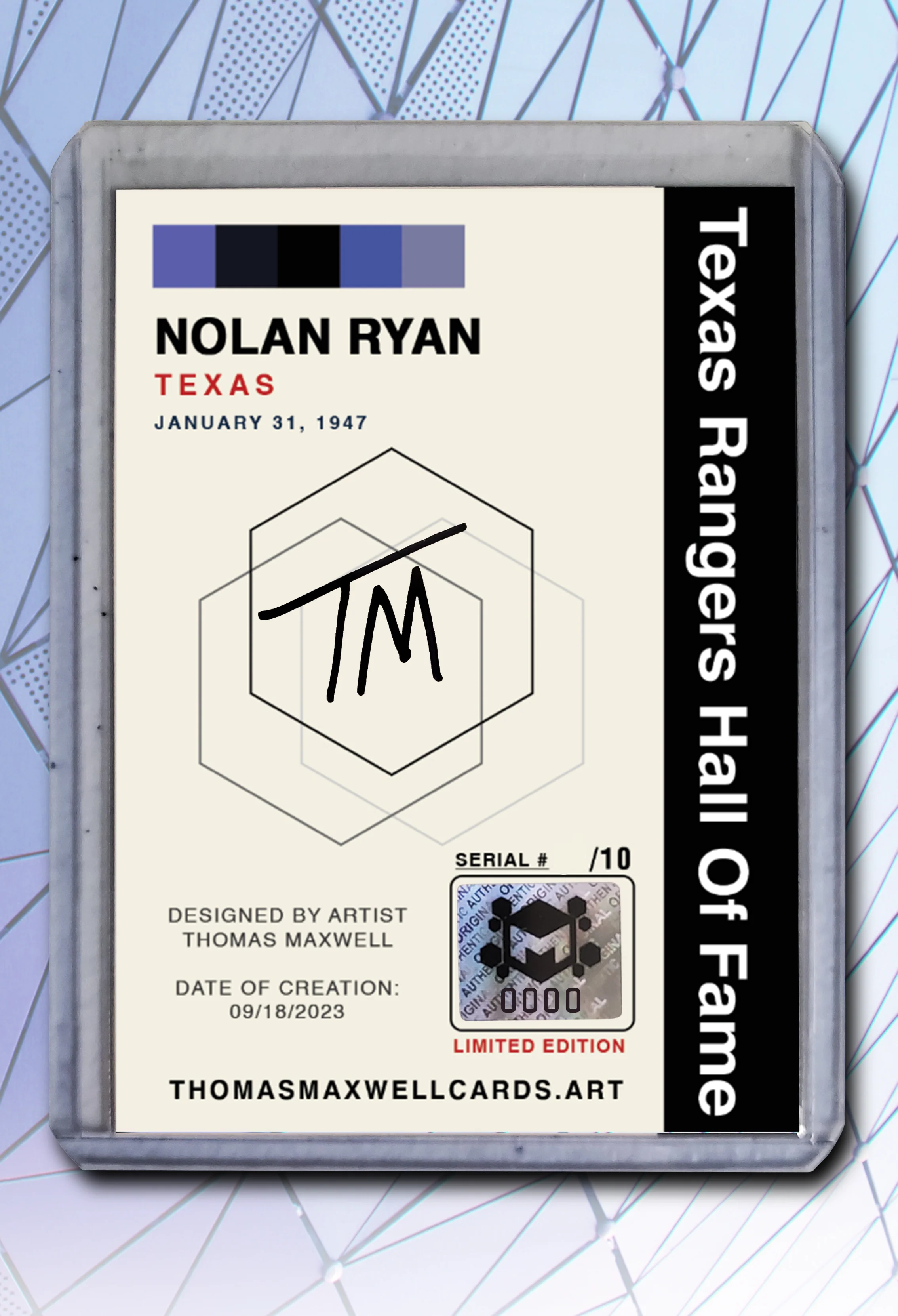 Nolan Ryan Artist Signed Baseball Art Card 1/10