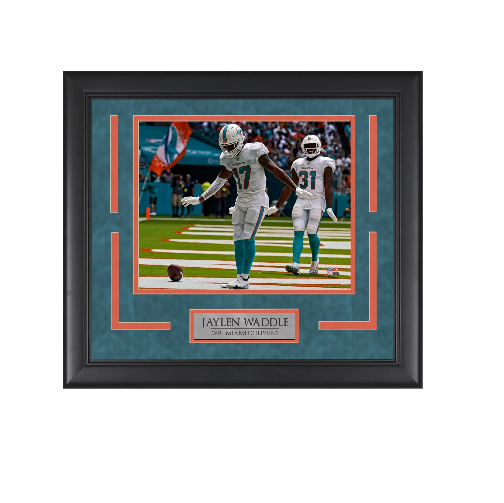 Jaylen Waddle - Fins Up - Framed Football Photo
