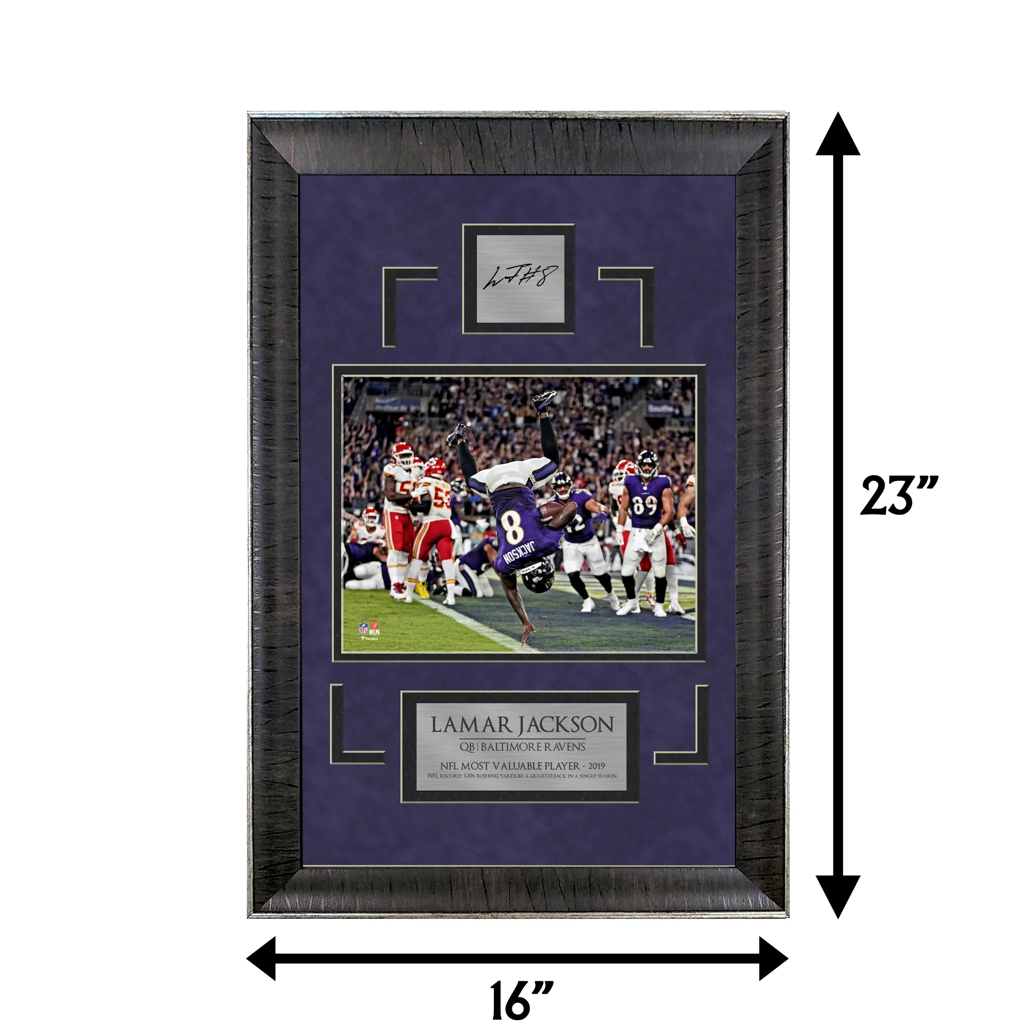L. Jackson - 2019 MVP - Sports Deluxe | 16 x 23 - Framed Football Photo