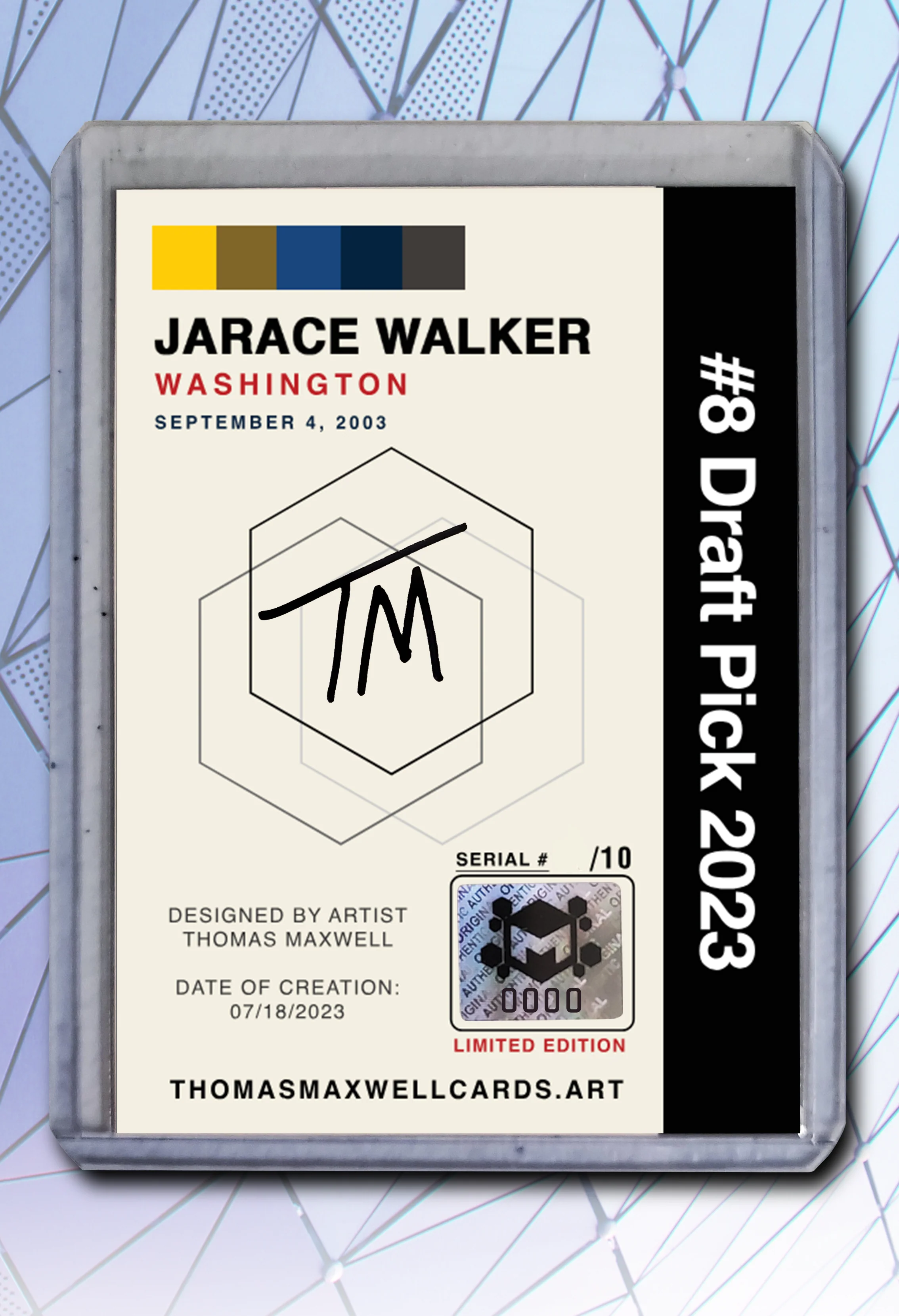 Jarace Walker Artist Signed Basketball Art Card 1/10