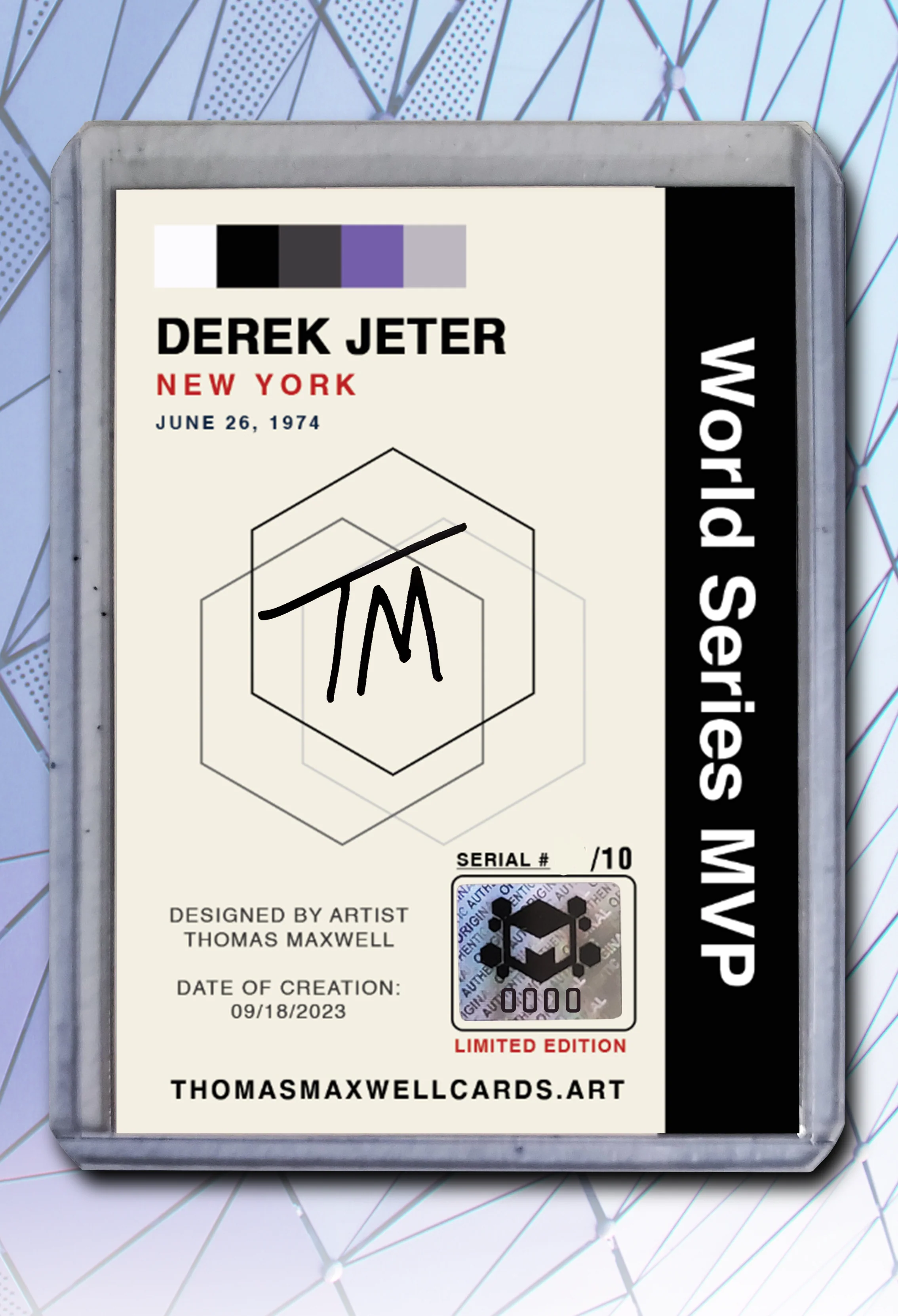 Derek Jeter Artist Signed Baseball Art Card 1/10